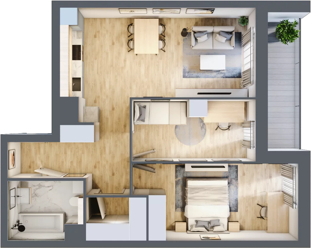 3 pokoje, mieszkanie 63,89 m², piętro 1, oferta nr 1B.1.93, Francuska Park VIIIB, Katowice, Osiedle Paderewskiego-Muchowiec, Muchowiec, ul. Szybowcowa