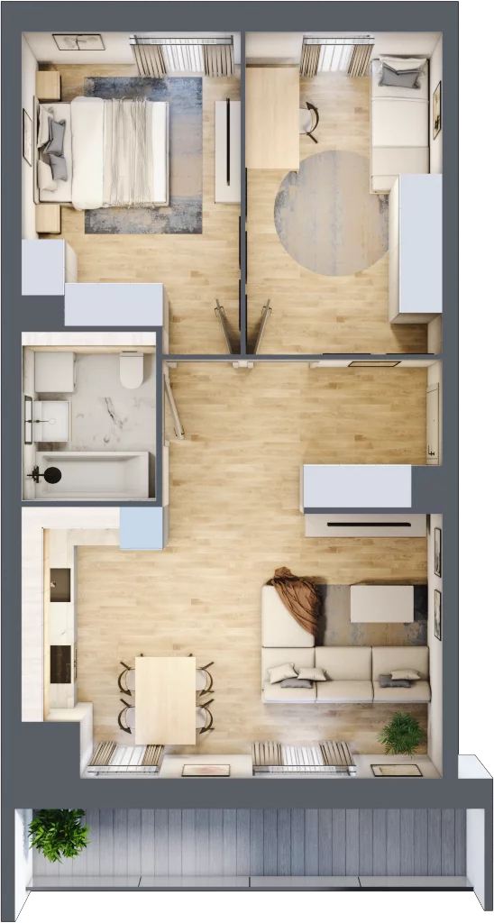 3 pokoje, mieszkanie 61,46 m², piętro 5, oferta nr 1C.5.164, Francuska Park VIIIB, Katowice, Osiedle Paderewskiego-Muchowiec, Muchowiec, ul. Szybowcowa