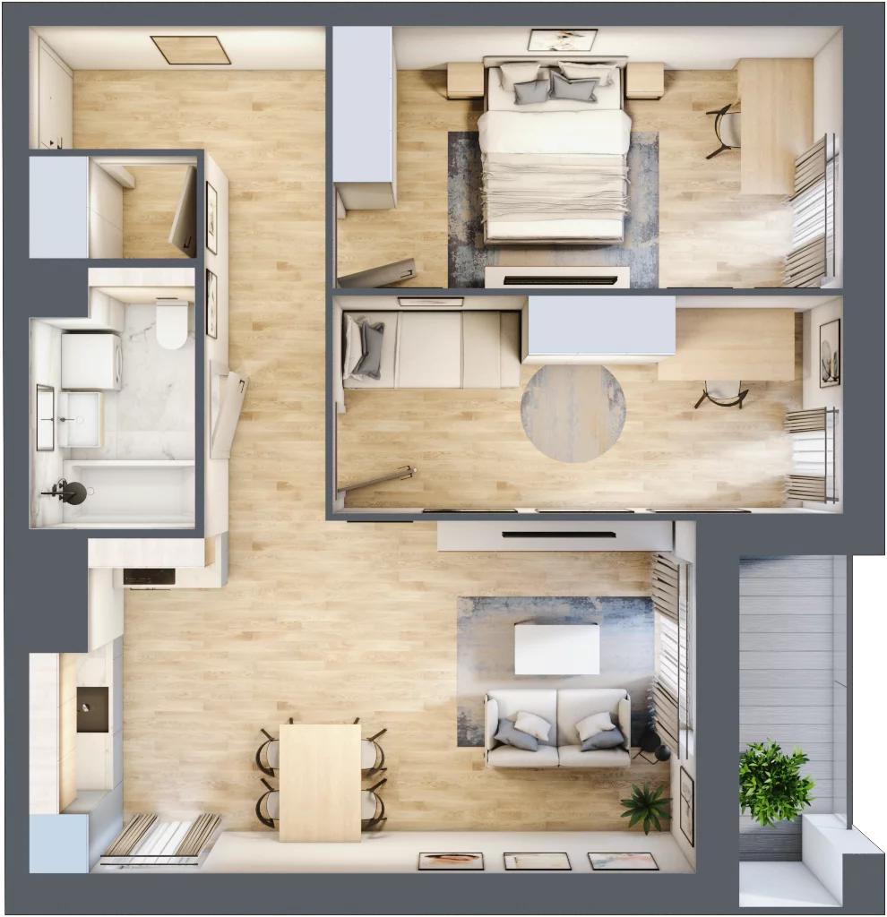3 pokoje, mieszkanie 65,74 m², piętro 5, oferta nr 1A.5.47, Francuska Park VIIIB, Katowice, Osiedle Paderewskiego-Muchowiec, Muchowiec, ul. Szybowcowa