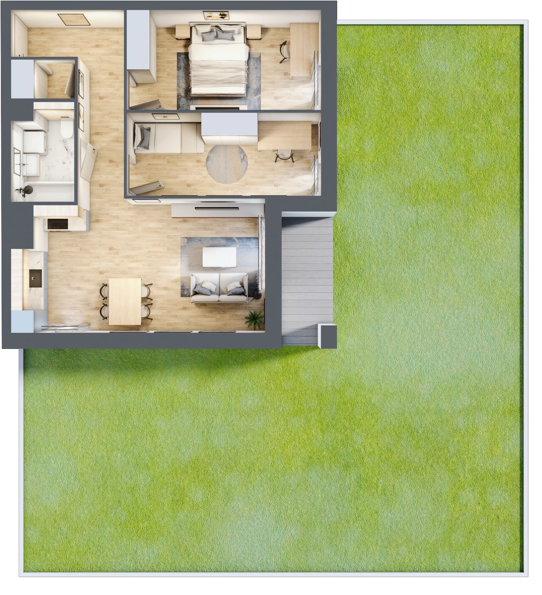 3 pokoje, mieszkanie 64,31 m², parter, oferta nr 1A.0.02, Francuska Park VIIIB, Katowice, Osiedle Paderewskiego-Muchowiec, Muchowiec, ul. Szybowcowa