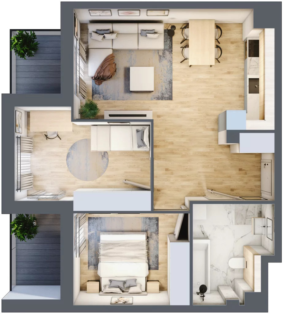 3 pokoje, mieszkanie 58,49 m², piętro 1, oferta nr 1.1.11, Zakątek Harmonia III, Warszawa, Białołęka, Szamocin, ul. Płochocińska