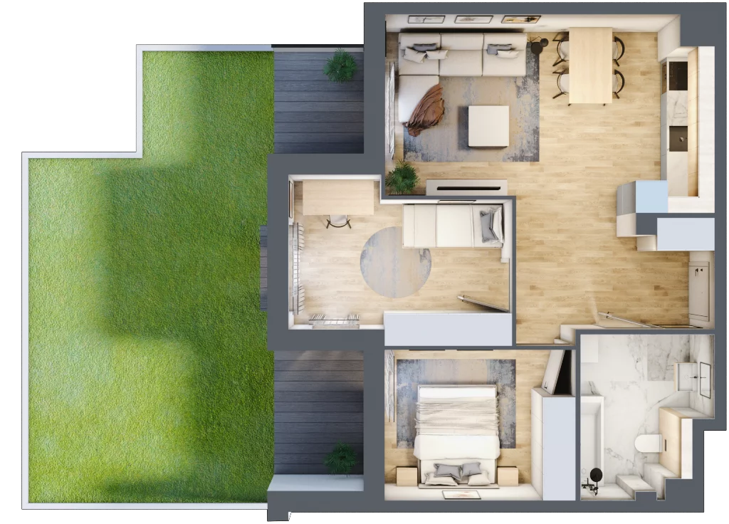 3 pokoje, mieszkanie 58,49 m², parter, oferta nr 1.0.9, Zakątek Harmonia III, Warszawa, Białołęka, Szamocin, ul. Płochocińska