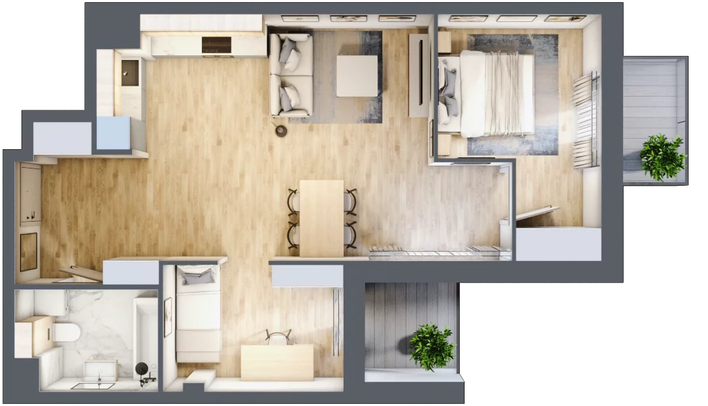 2 pokoje, mieszkanie 57,58 m², piętro 1, oferta nr 1.1.2, Zakątek Harmonia III, Warszawa, Białołęka, Szamocin, ul. Płochocińska
