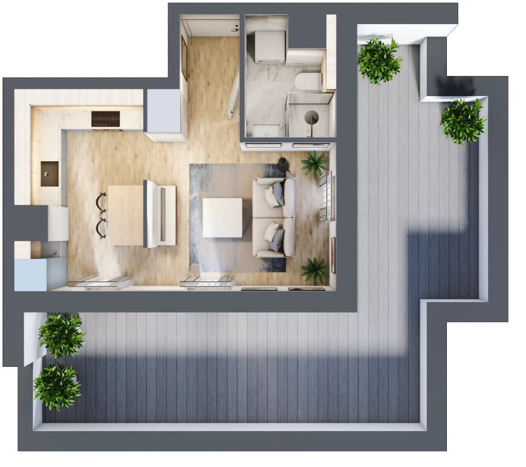 1 pokój, mieszkanie 25,03 m², piętro 3, oferta nr 1.3.4, Zakątek Harmonia III, Warszawa, Białołęka, Szamocin, ul. Płochocińska