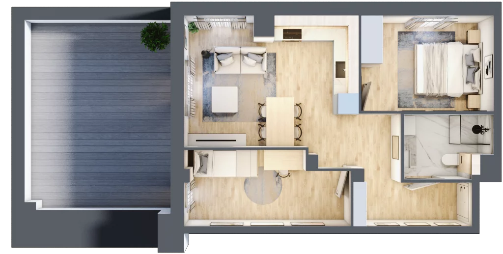 3 pokoje, mieszkanie 52,47 m², piętro 2, oferta nr 1.2.12, Zakątek Harmonia III, Warszawa, Białołęka, Szamocin, ul. Płochocińska