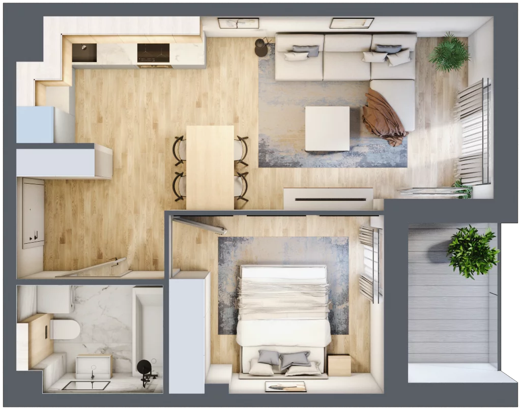 2 pokoje, mieszkanie 40,97 m², piętro 1, oferta nr 1.1.3, Zakątek Harmonia III, Warszawa, Białołęka, Szamocin, ul. Płochocińska