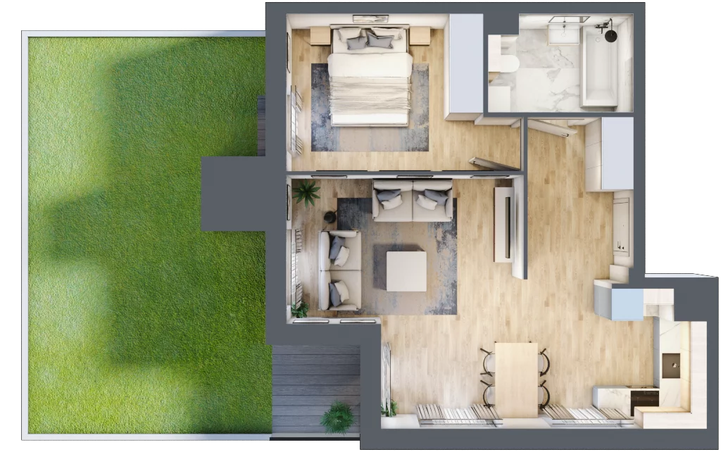 2 pokoje, mieszkanie 50,02 m², parter, oferta nr 1.0.6, Zakątek Harmonia III, Warszawa, Białołęka, Szamocin, ul. Płochocińska