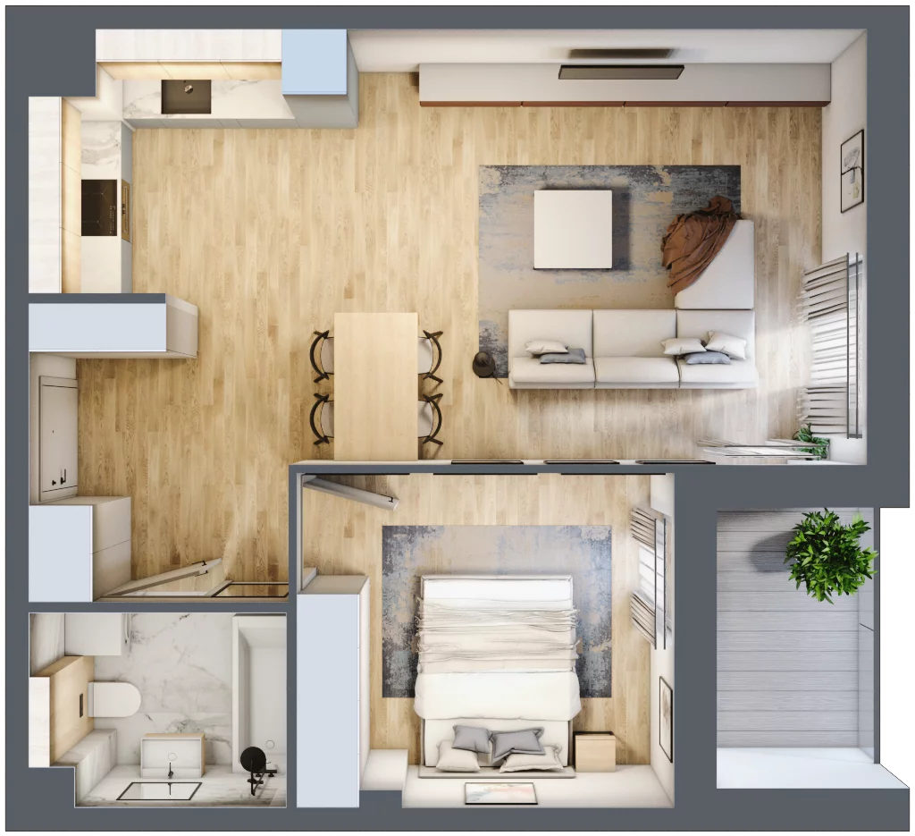 2 pokoje, mieszkanie 49,33 m², piętro 1, oferta nr 1.1.4, Zakątek Harmonia III, Warszawa, Białołęka, Szamocin, ul. Płochocińska