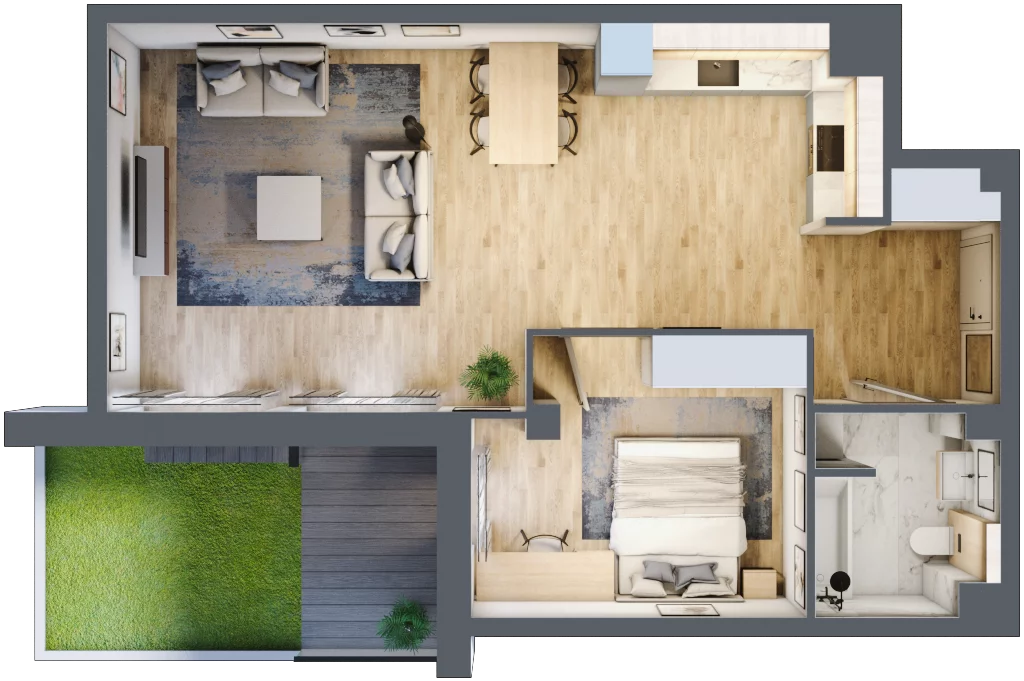 2 pokoje, mieszkanie 57,21 m², parter, oferta nr 1.0.10, Zakątek Harmonia III, Warszawa, Białołęka, Szamocin, ul. Płochocińska