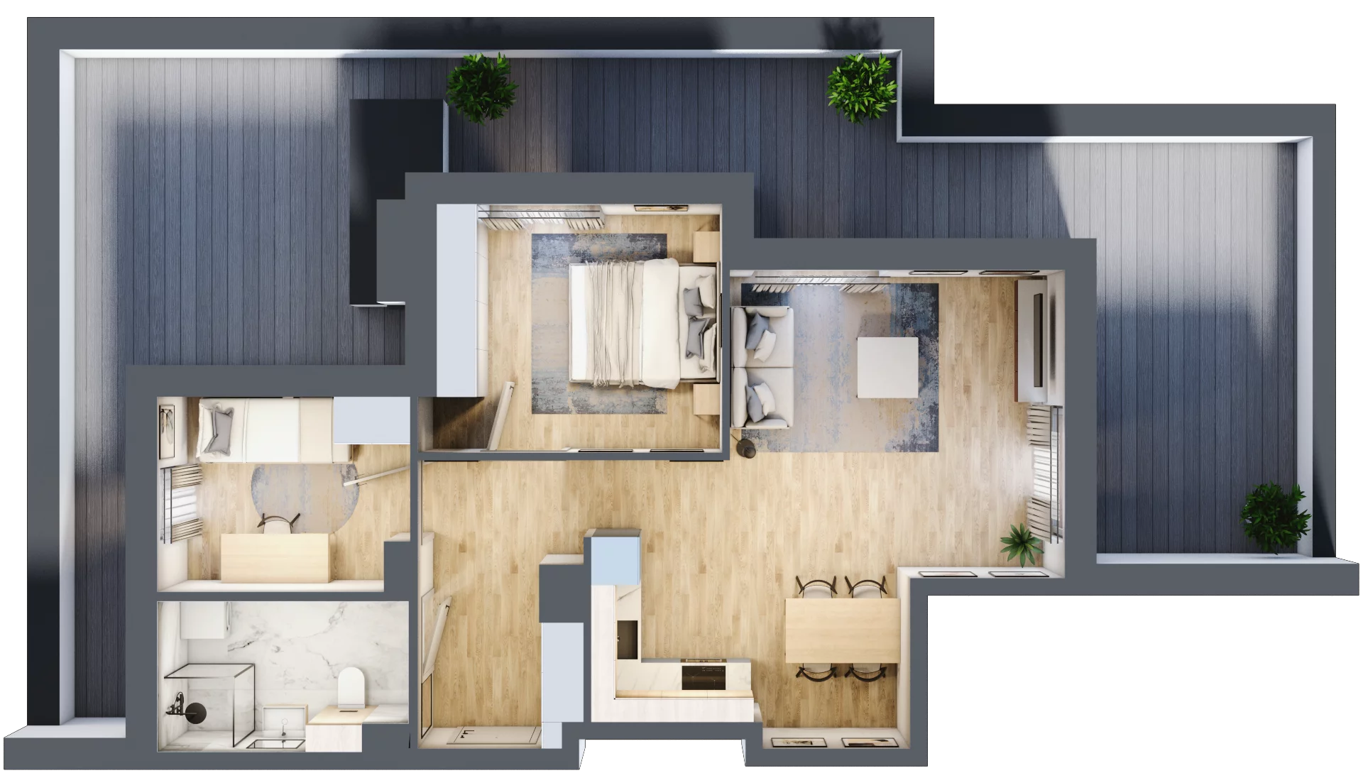 3 pokoje, mieszkanie 58,55 m², piętro 3, oferta nr 1.3.1, Zakątek Harmonia III, Warszawa, Białołęka, Szamocin, ul. Płochocińska