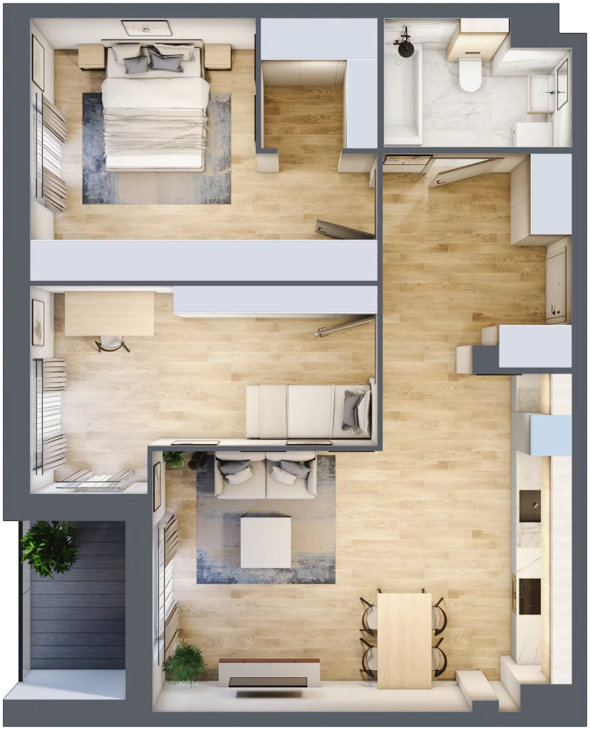 3 pokoje, mieszkanie 73,08 m², piętro 2, oferta nr 1.2.9, Zakątek Harmonia III, Warszawa, Białołęka, Szamocin, ul. Płochocińska
