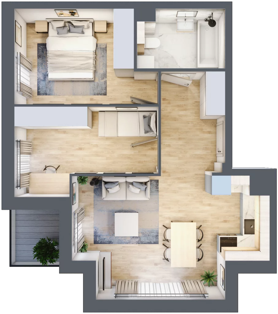 3 pokoje, mieszkanie 54,85 m², piętro 1, oferta nr 1.1.8, Zakątek Harmonia III, Warszawa, Białołęka, Szamocin, ul. Płochocińska
