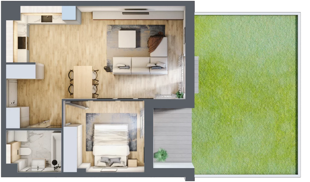2 pokoje, mieszkanie 49,32 m², parter, oferta nr 1.0.4, Zakątek Harmonia III, Warszawa, Białołęka, Szamocin, ul. Płochocińska