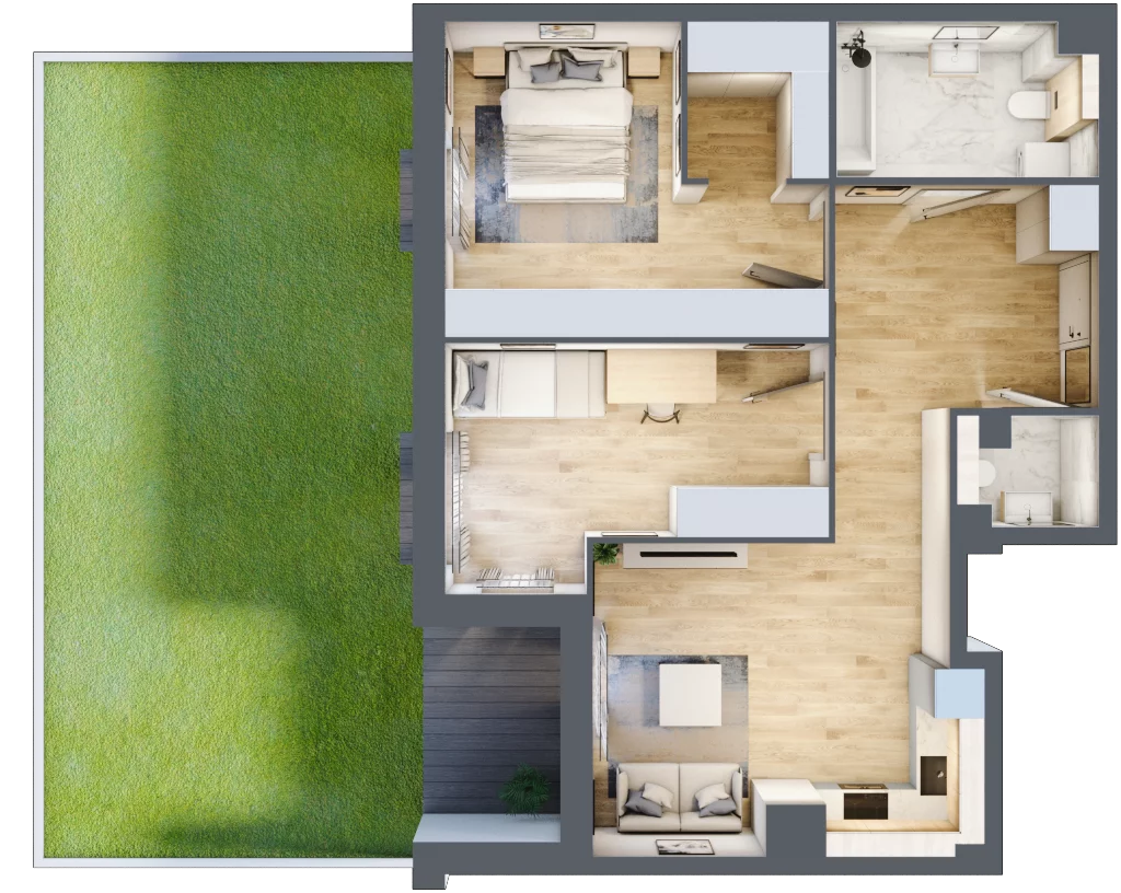 3 pokoje, mieszkanie 66,65 m², parter, oferta nr 2.0.8, Zakątek Harmonia III, Warszawa, Białołęka, Szamocin, ul. Płochocińska
