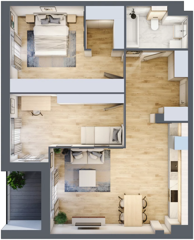 3 pokoje, mieszkanie 73,08 m², piętro 2, oferta nr 2.2.9, Zakątek Harmonia III, Warszawa, Białołęka, Szamocin, ul. Płochocińska