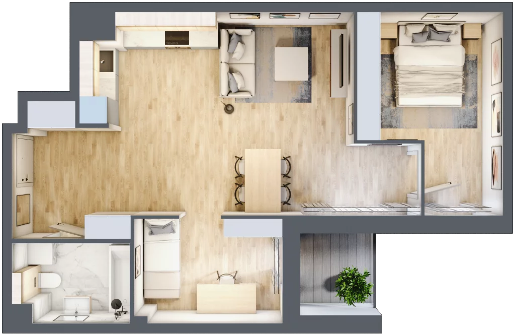2 pokoje, mieszkanie 58,65 m², piętro 1, oferta nr 2.1.3, Zakątek Harmonia III, Warszawa, Białołęka, Szamocin, ul. Płochocińska