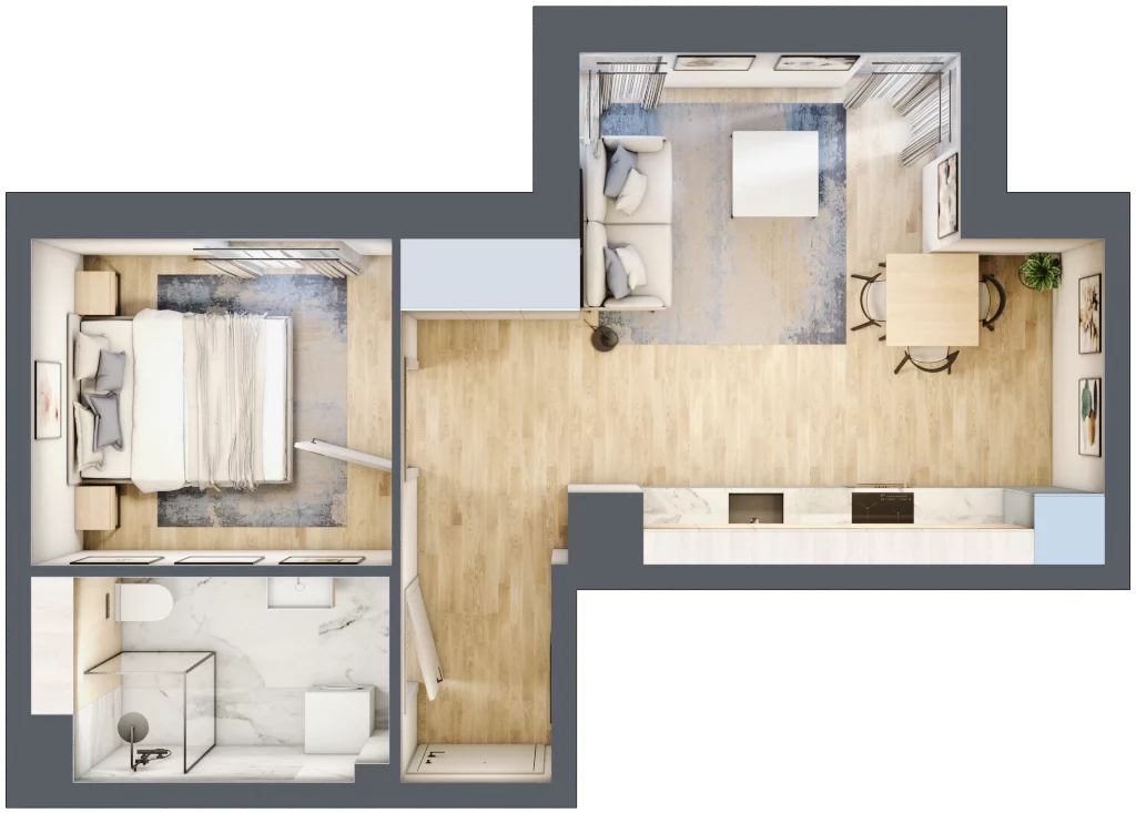 2 pokoje, mieszkanie 37,42 m², piętro 1, oferta nr 2.1.1, Zakątek Harmonia III, Warszawa, Białołęka, Szamocin, ul. Płochocińska