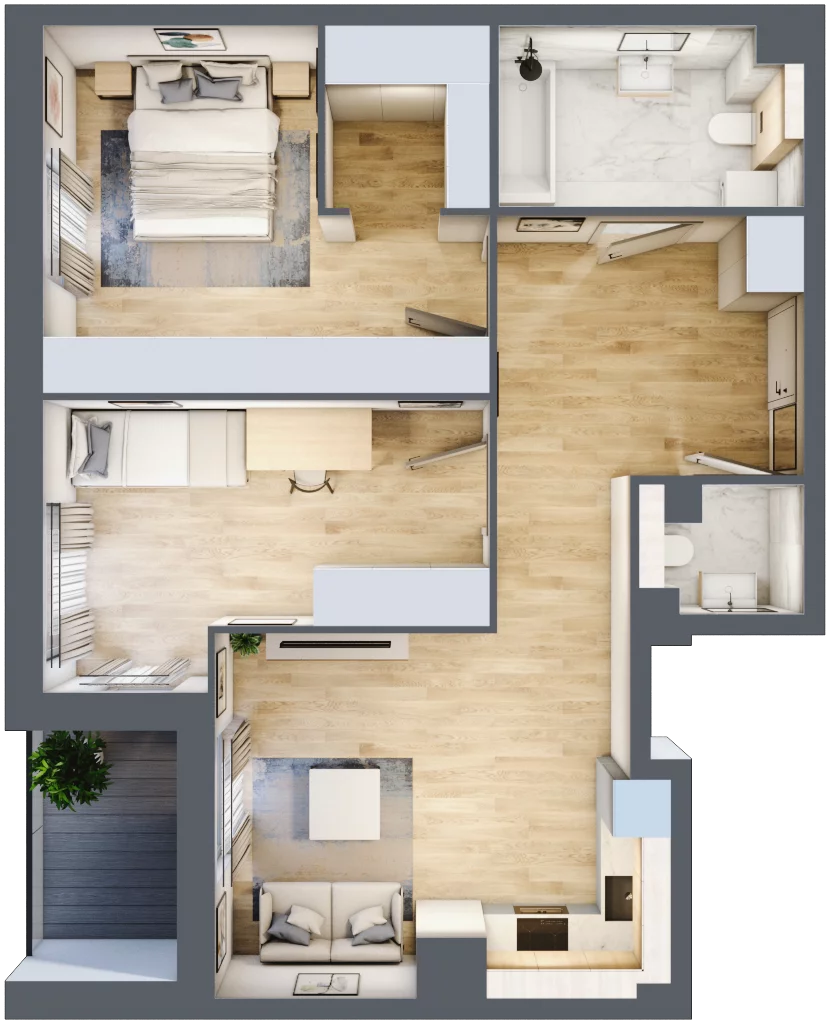 3 pokoje, mieszkanie 66,66 m², piętro 1, oferta nr 3.1.10, Zakątek Harmonia III, Warszawa, Białołęka, Szamocin, ul. Płochocińska