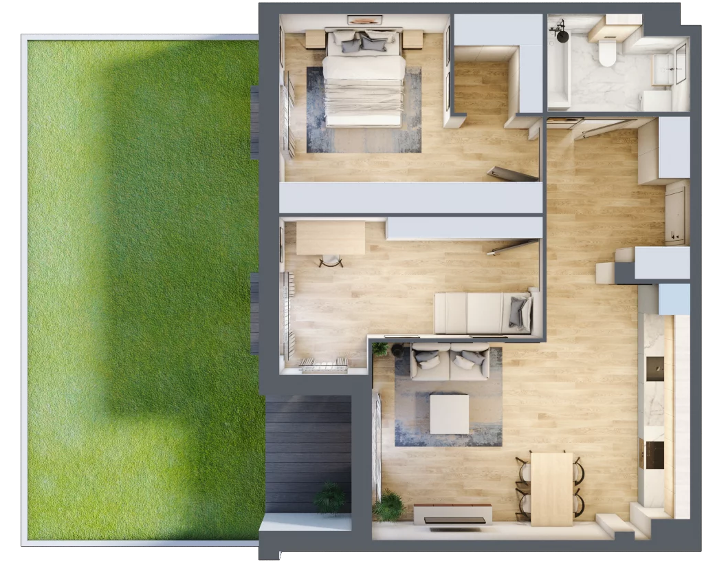 3 pokoje, mieszkanie 73,08 m², parter, oferta nr 3.0.9, Zakątek Harmonia III, Warszawa, Białołęka, Szamocin, ul. Płochocińska