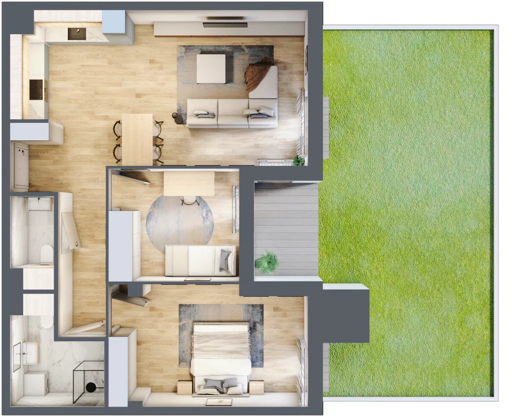 3 pokoje, mieszkanie 72,74 m², parter, oferta nr 4.0.6, Zakątek Harmonia III, Warszawa, Białołęka, Szamocin, ul. Płochocińska