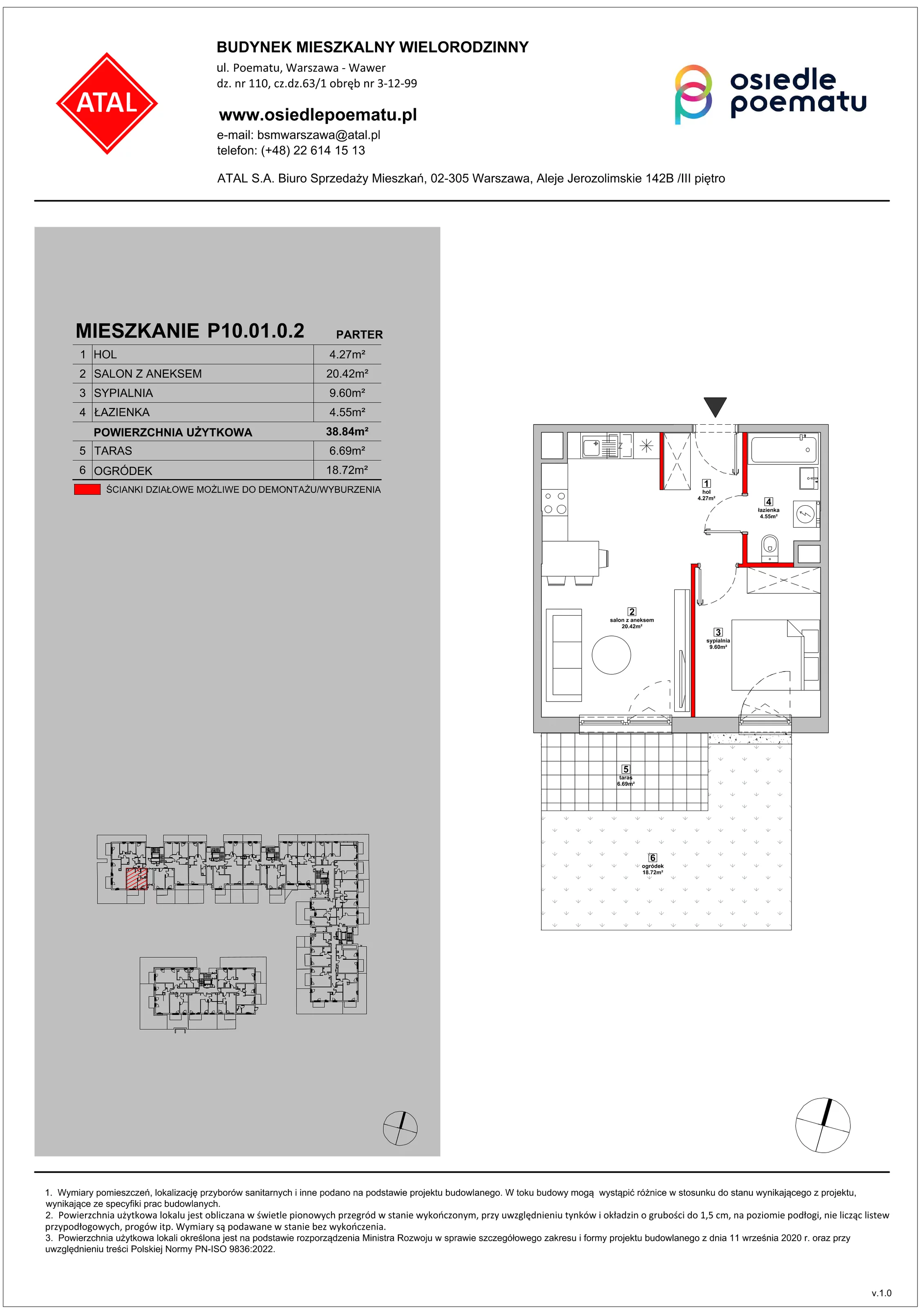 Mieszkanie 38,84 m², parter, oferta nr P10.01.0.2, Osiedle Poematu, Warszawa, Wawer, Falenica, ul. Poematu