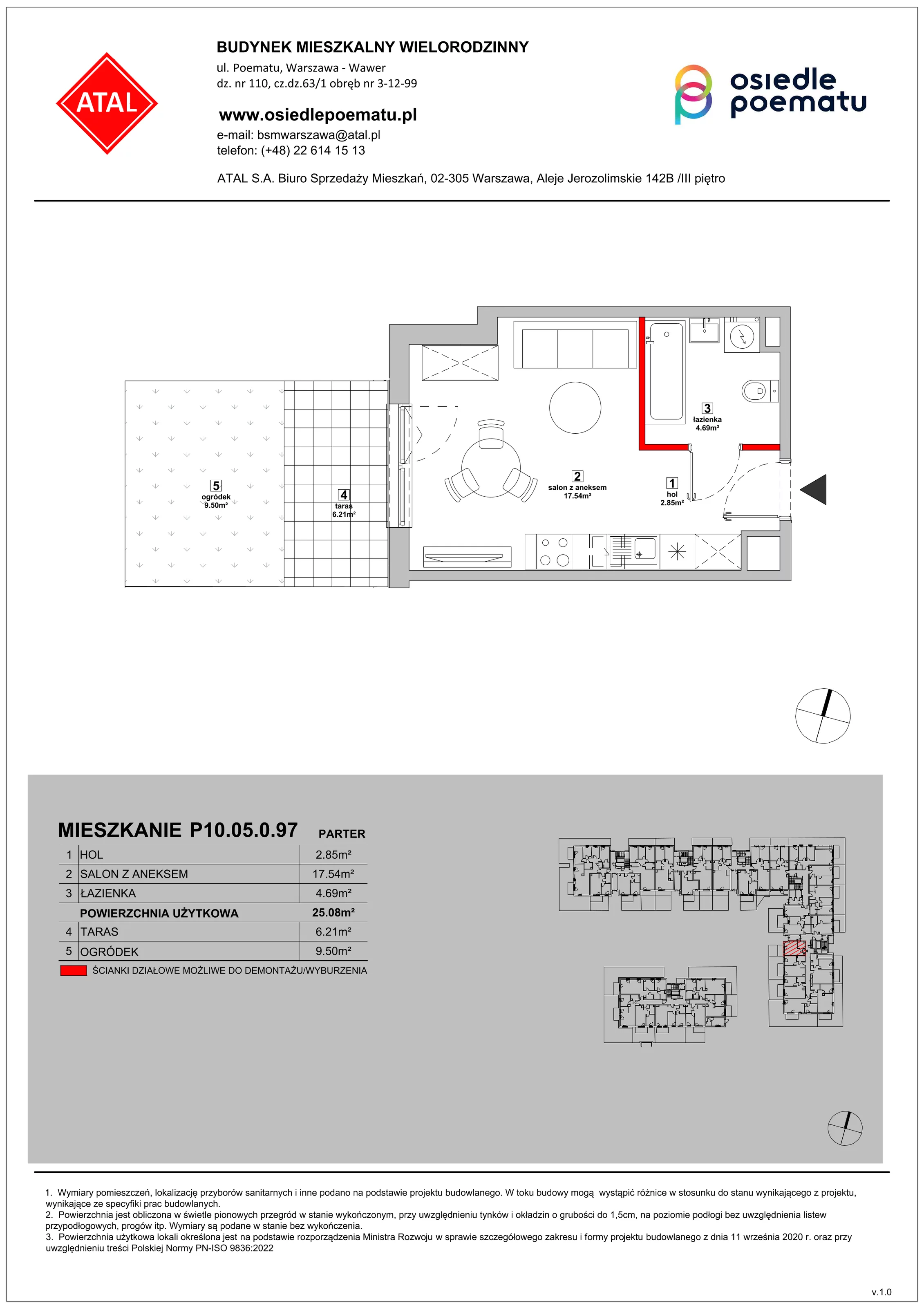 Mieszkanie 25,08 m², parter, oferta nr P10.05.0.97, Osiedle Poematu, Warszawa, Wawer, Falenica, ul. Poematu