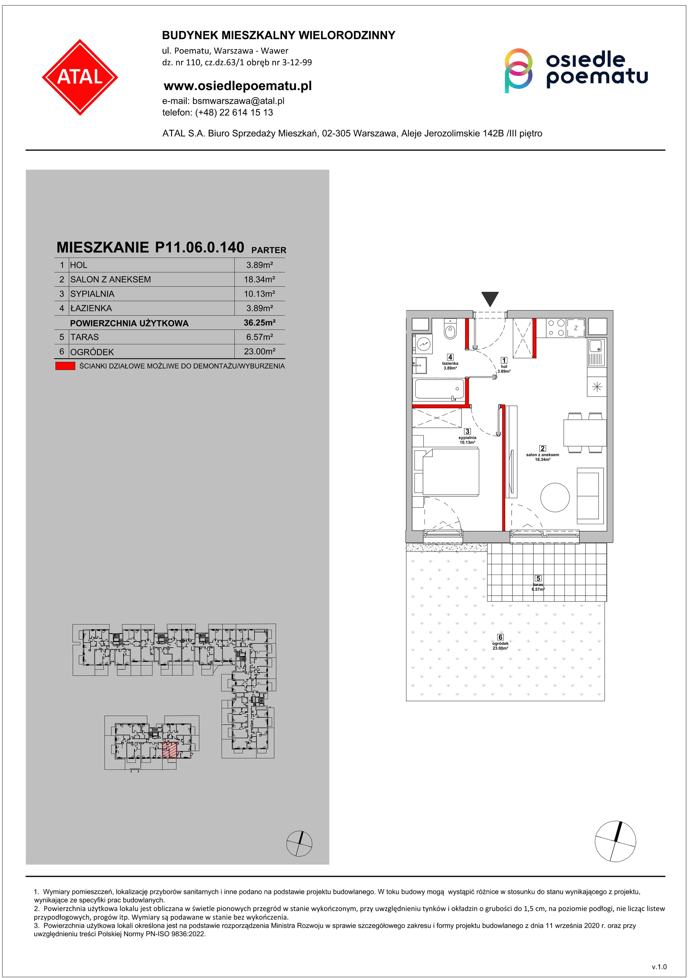 Mieszkanie 36,25 m², parter, oferta nr P11.06.0.140, Osiedle Poematu, Warszawa, Wawer, Falenica, ul. Poematu