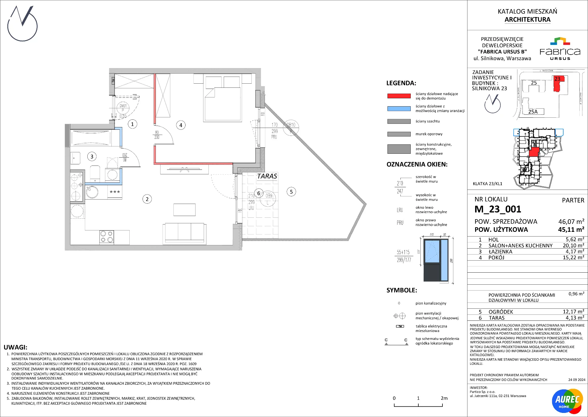 2 pokoje, mieszkanie 45,11 m², parter, oferta nr M_23_001, Fabrica URSUS - Etap B, Warszawa, Ursus, Szamoty, ul. Silnikowa 23, 25