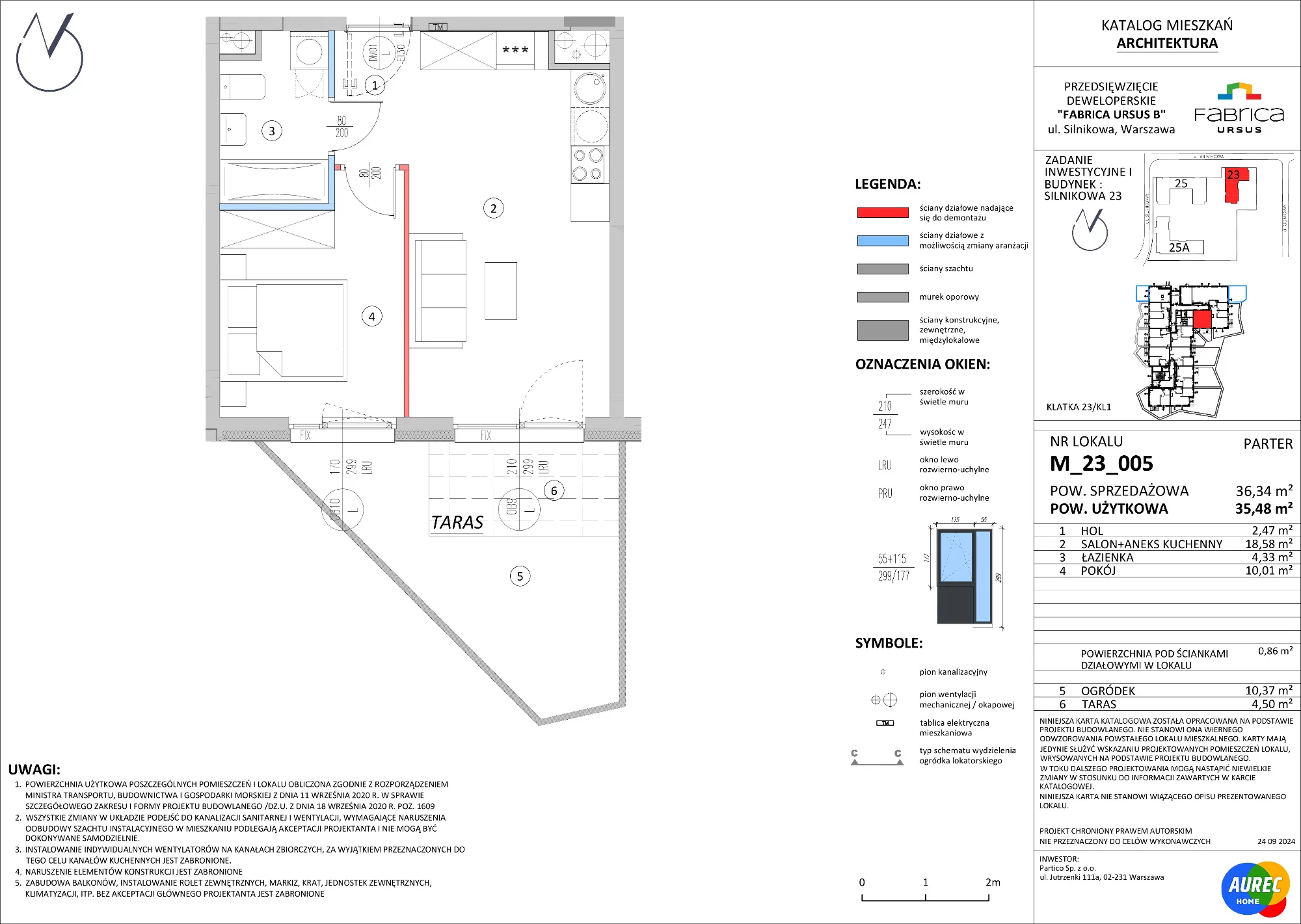 Mieszkanie 35,48 m², parter, oferta nr M_23_005, Fabrica URSUS - Etap B, Warszawa, Ursus, Szamoty, ul. Silnikowa 23, 25