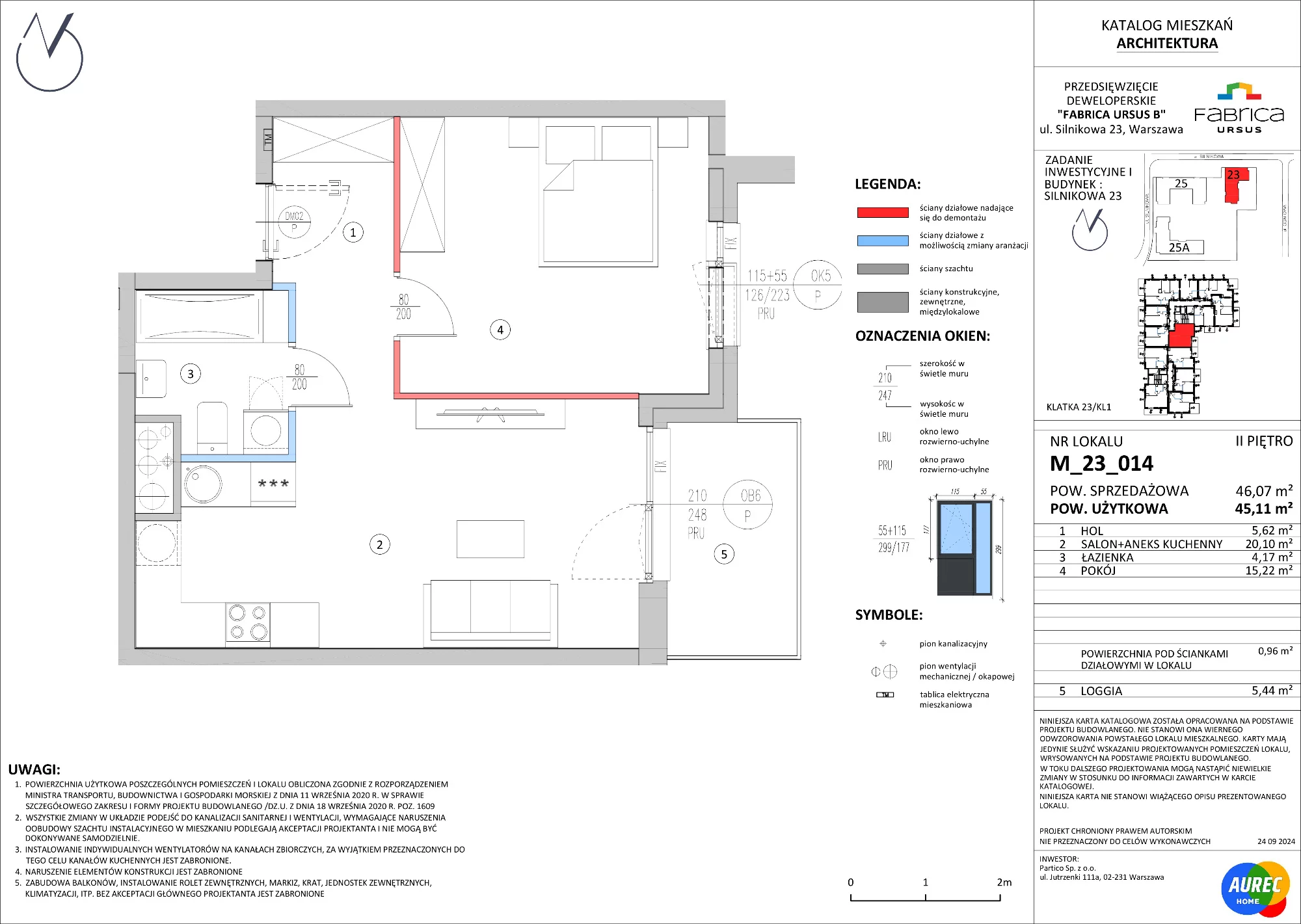 2 pokoje, mieszkanie 45,11 m², piętro 2, oferta nr M_23_014, Fabrica URSUS - Etap B, Warszawa, Ursus, Szamoty, ul. Silnikowa 23, 25