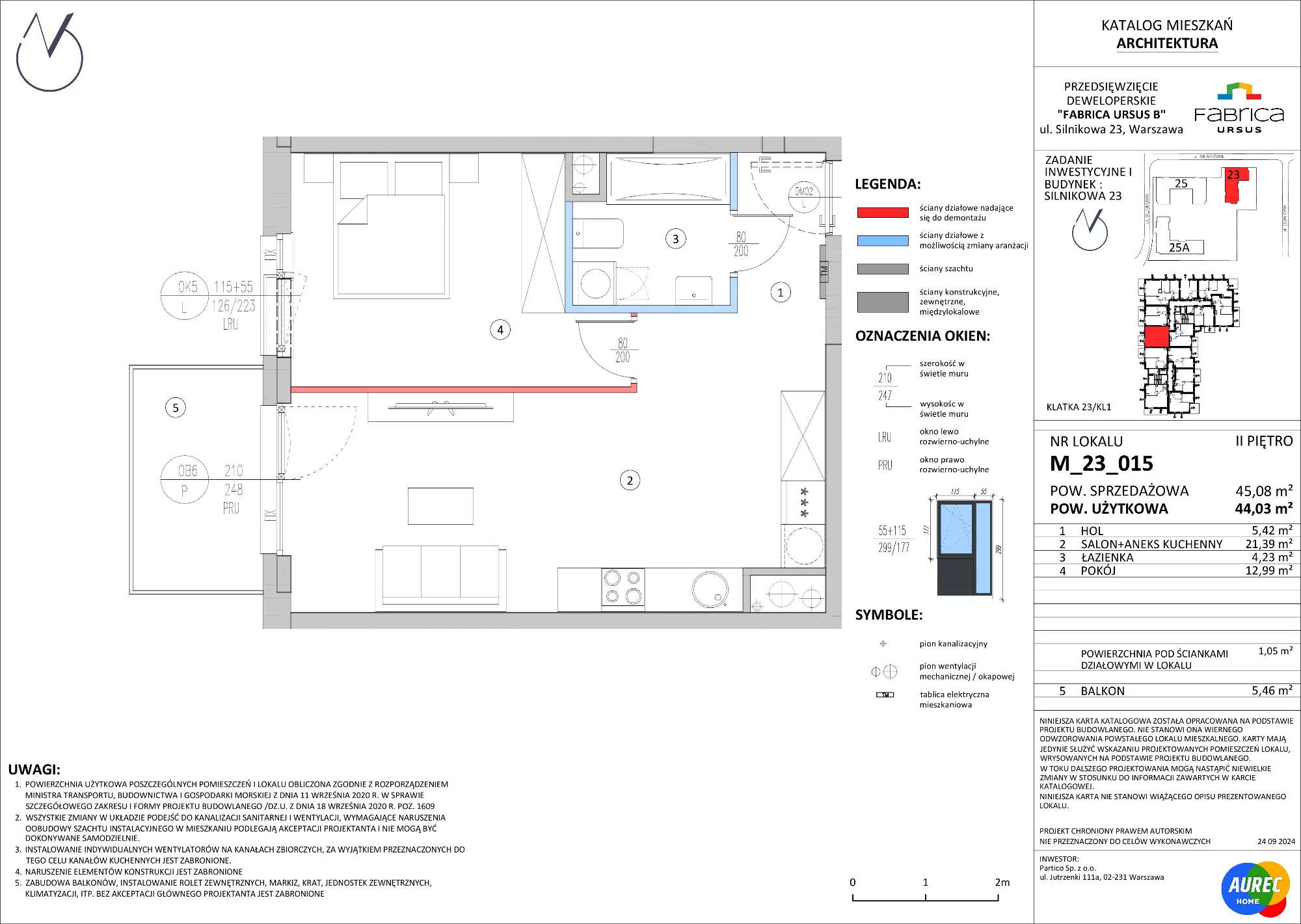 2 pokoje, mieszkanie 44,03 m², piętro 2, oferta nr M_23_015, Fabrica URSUS - Etap B, Warszawa, Ursus, Szamoty, ul. Silnikowa 23, 25