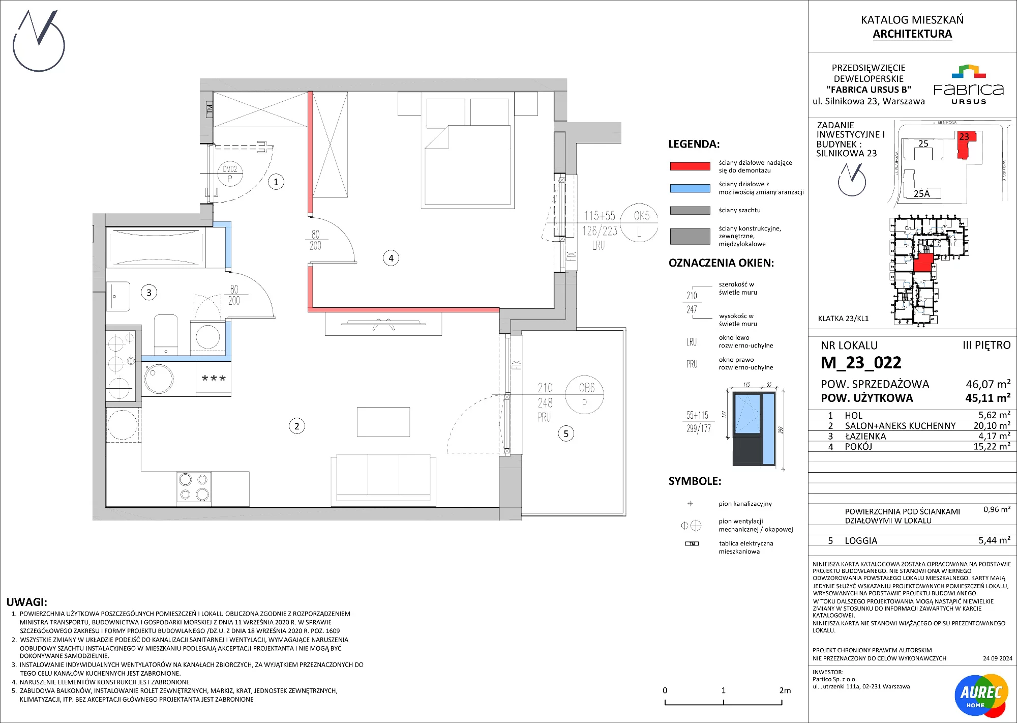 2 pokoje, mieszkanie 45,11 m², piętro 3, oferta nr M_23_022, Fabrica URSUS - Etap B, Warszawa, Ursus, Szamoty, ul. Silnikowa 23, 25