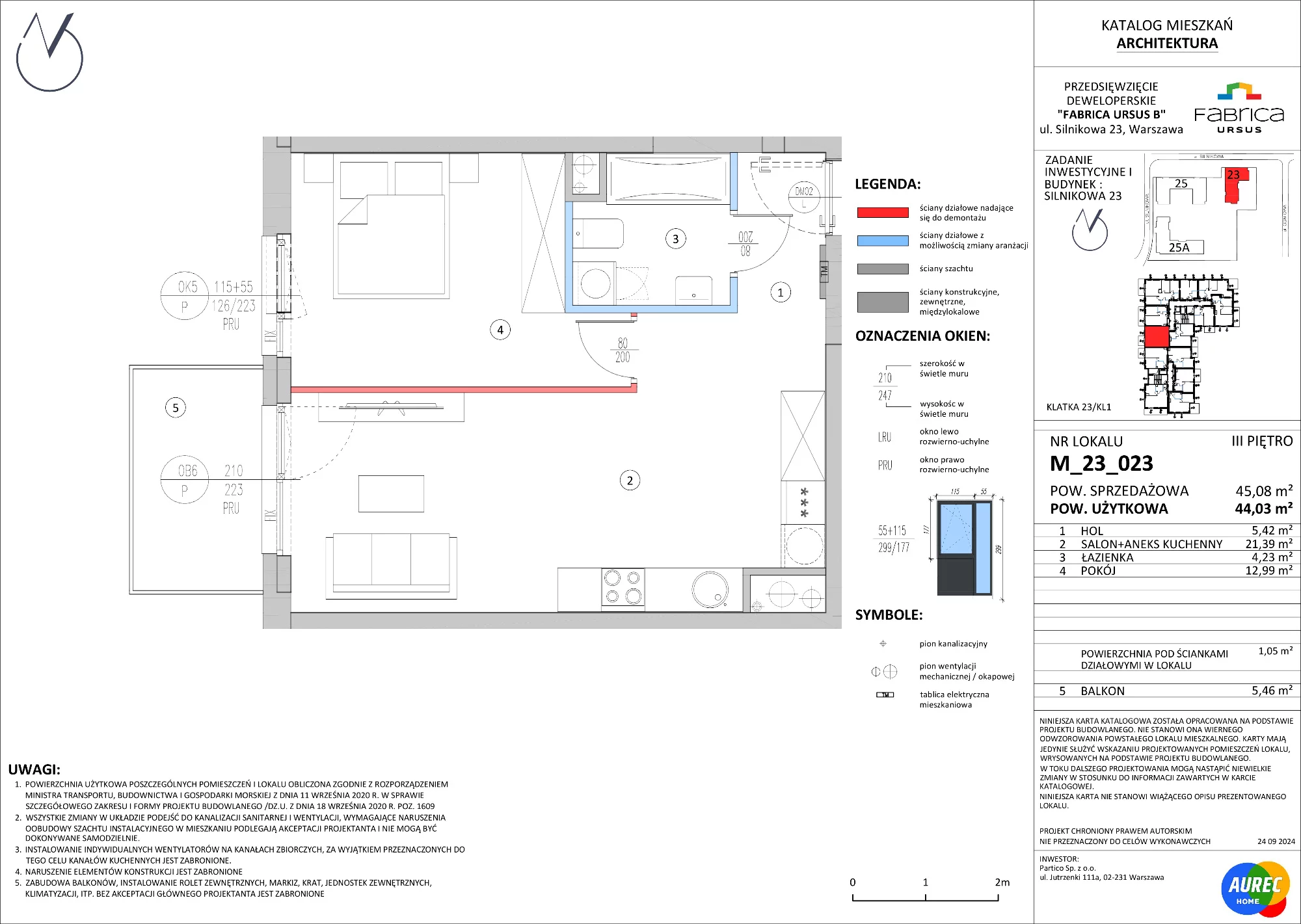 2 pokoje, mieszkanie 44,03 m², piętro 3, oferta nr M_23_023, Fabrica URSUS - Etap B, Warszawa, Ursus, Szamoty, ul. Silnikowa 23, 25