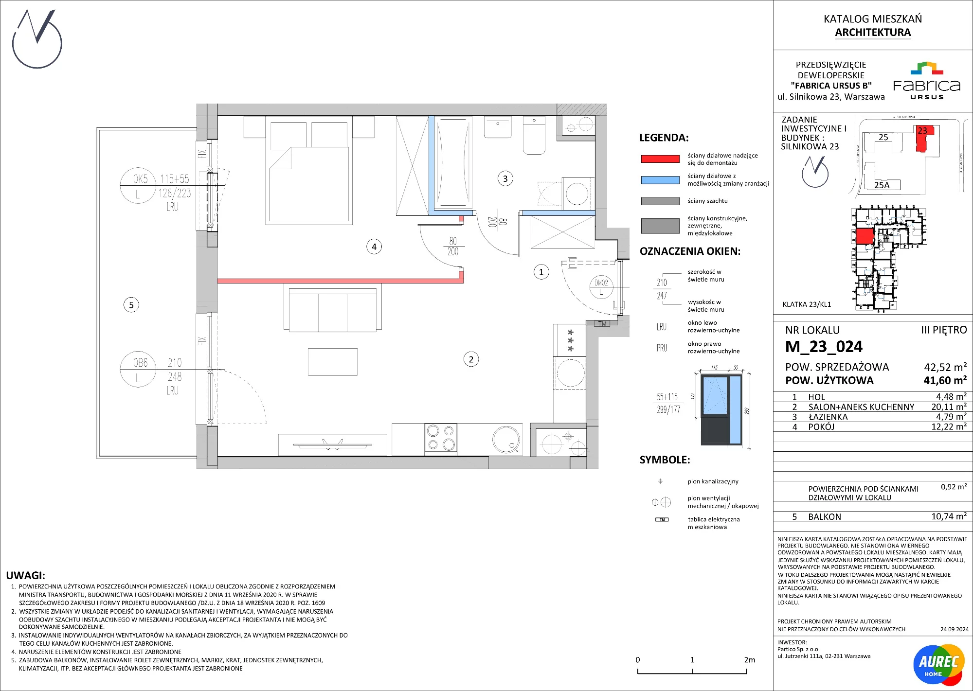2 pokoje, mieszkanie 41,60 m², piętro 3, oferta nr M_23_024, Fabrica URSUS - Etap B, Warszawa, Ursus, Szamoty, ul. Silnikowa 23, 25