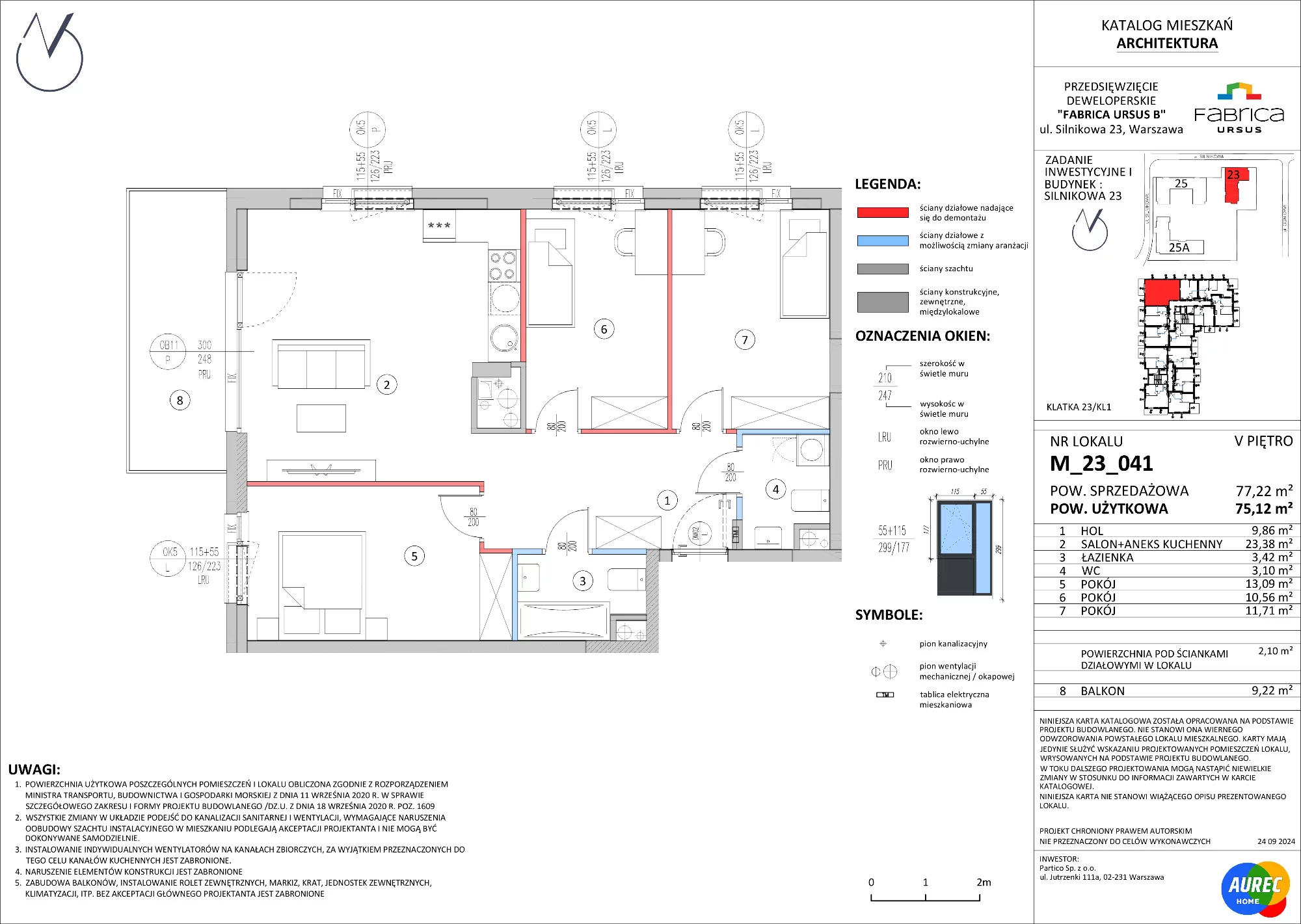 4 pokoje, mieszkanie 75,12 m², piętro 5, oferta nr M_23_041, Fabrica URSUS - Etap B, Warszawa, Ursus, Szamoty, ul. Silnikowa 23, 25