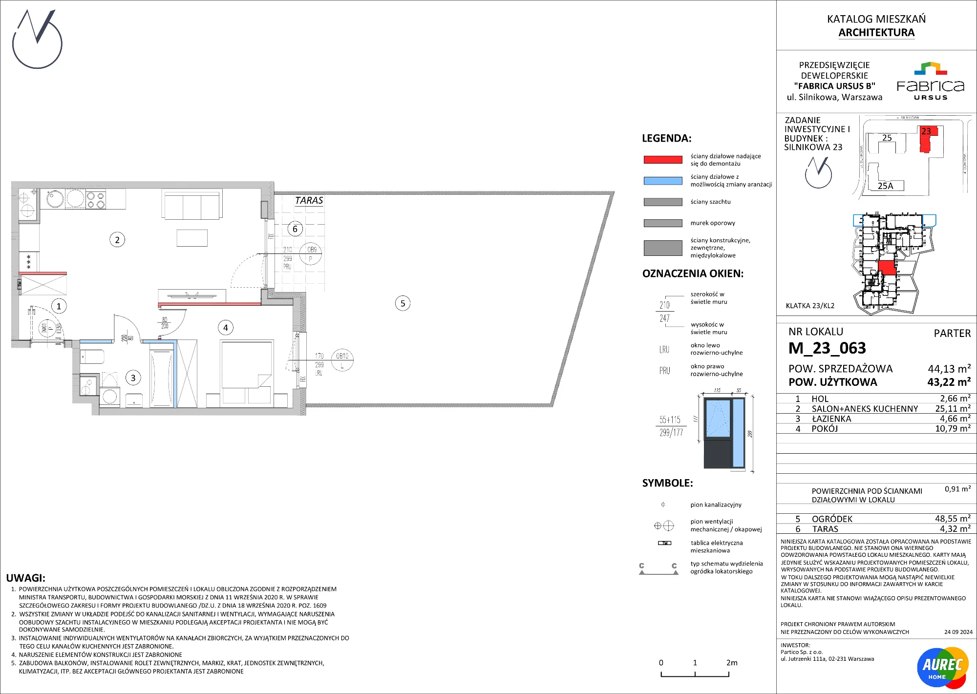 2 pokoje, mieszkanie 43,22 m², parter, oferta nr M_23_063, Fabrica URSUS - Etap B, Warszawa, Ursus, Szamoty, ul. Silnikowa 23, 25