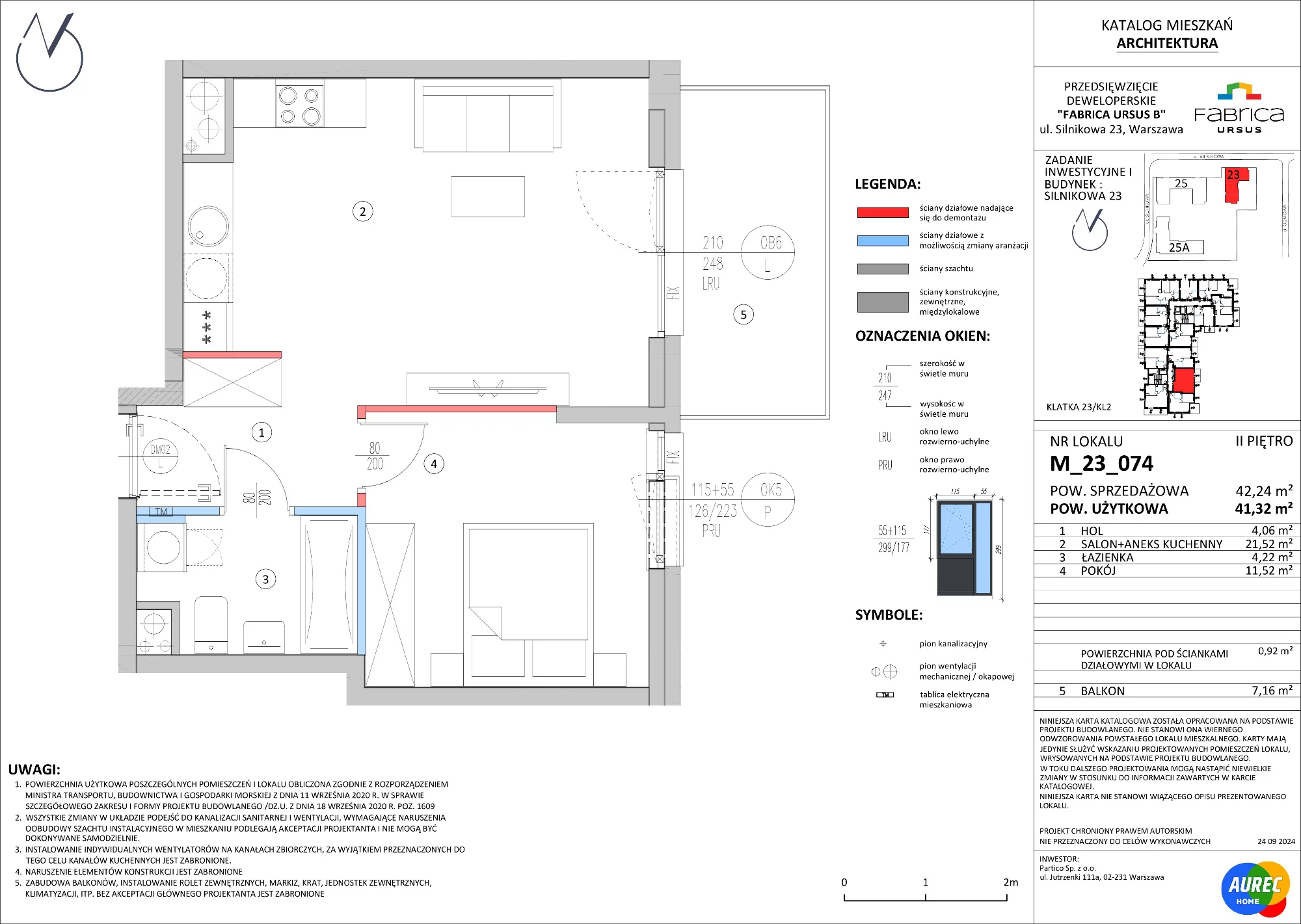 2 pokoje, mieszkanie 41,32 m², piętro 2, oferta nr M_23_074, Fabrica URSUS - Etap B, Warszawa, Ursus, Szamoty, ul. Silnikowa 23, 25
