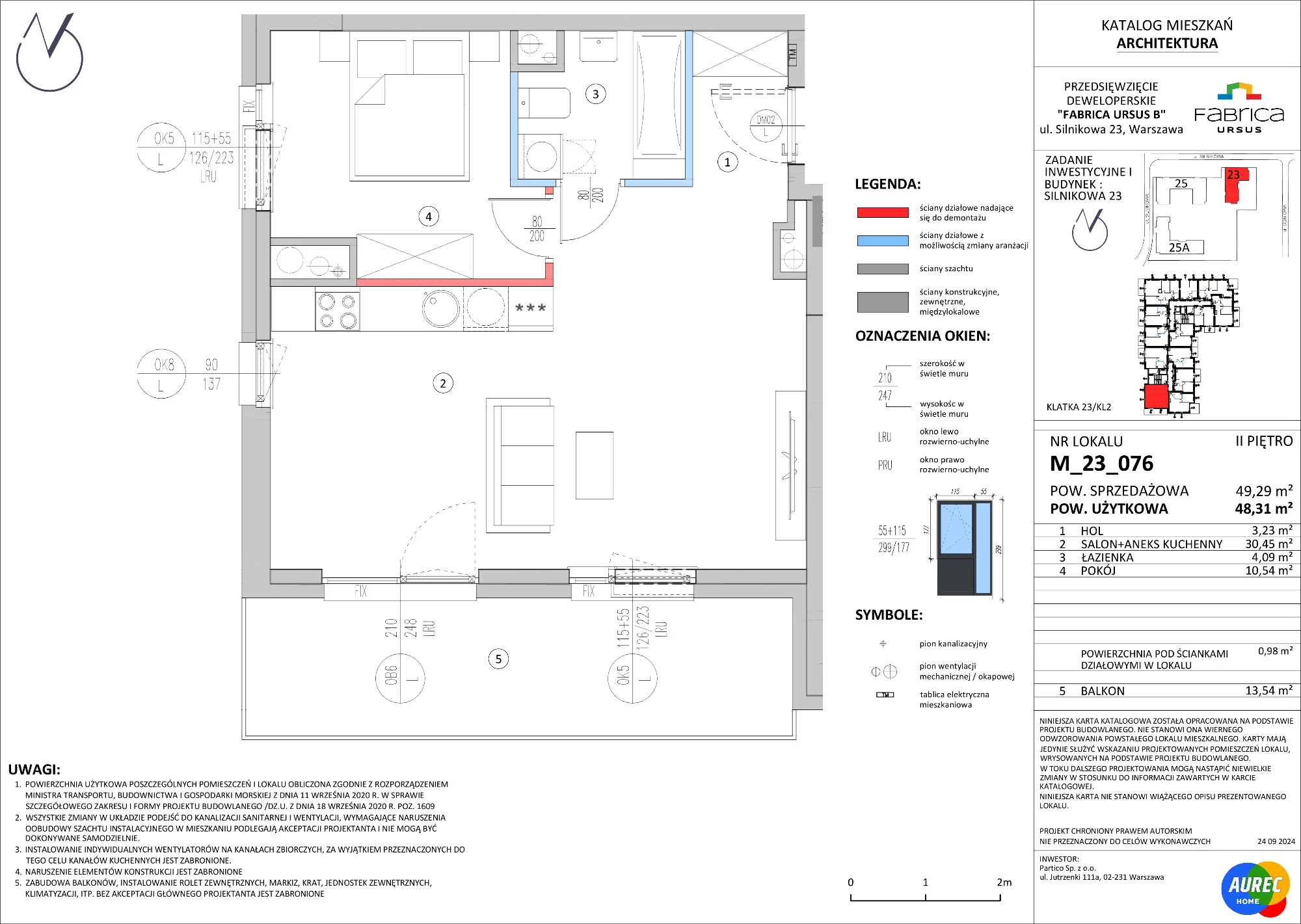 2 pokoje, mieszkanie 48,31 m², piętro 2, oferta nr M_23_076, Fabrica URSUS - Etap B, Warszawa, Ursus, Szamoty, ul. Silnikowa 23, 25