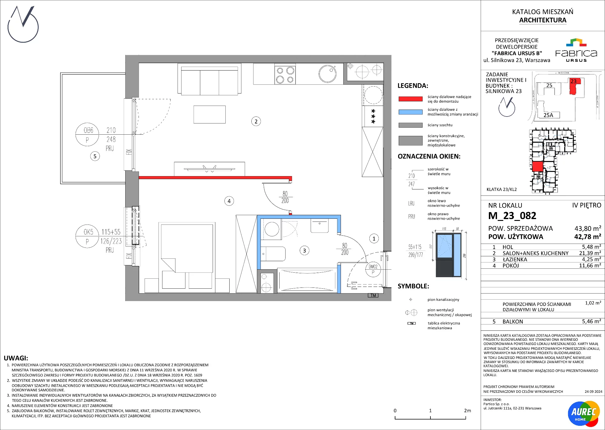 2 pokoje, mieszkanie 42,78 m², piętro 4, oferta nr M_23_082, Fabrica URSUS - Etap B, Warszawa, Ursus, Szamoty, ul. Silnikowa 23, 25