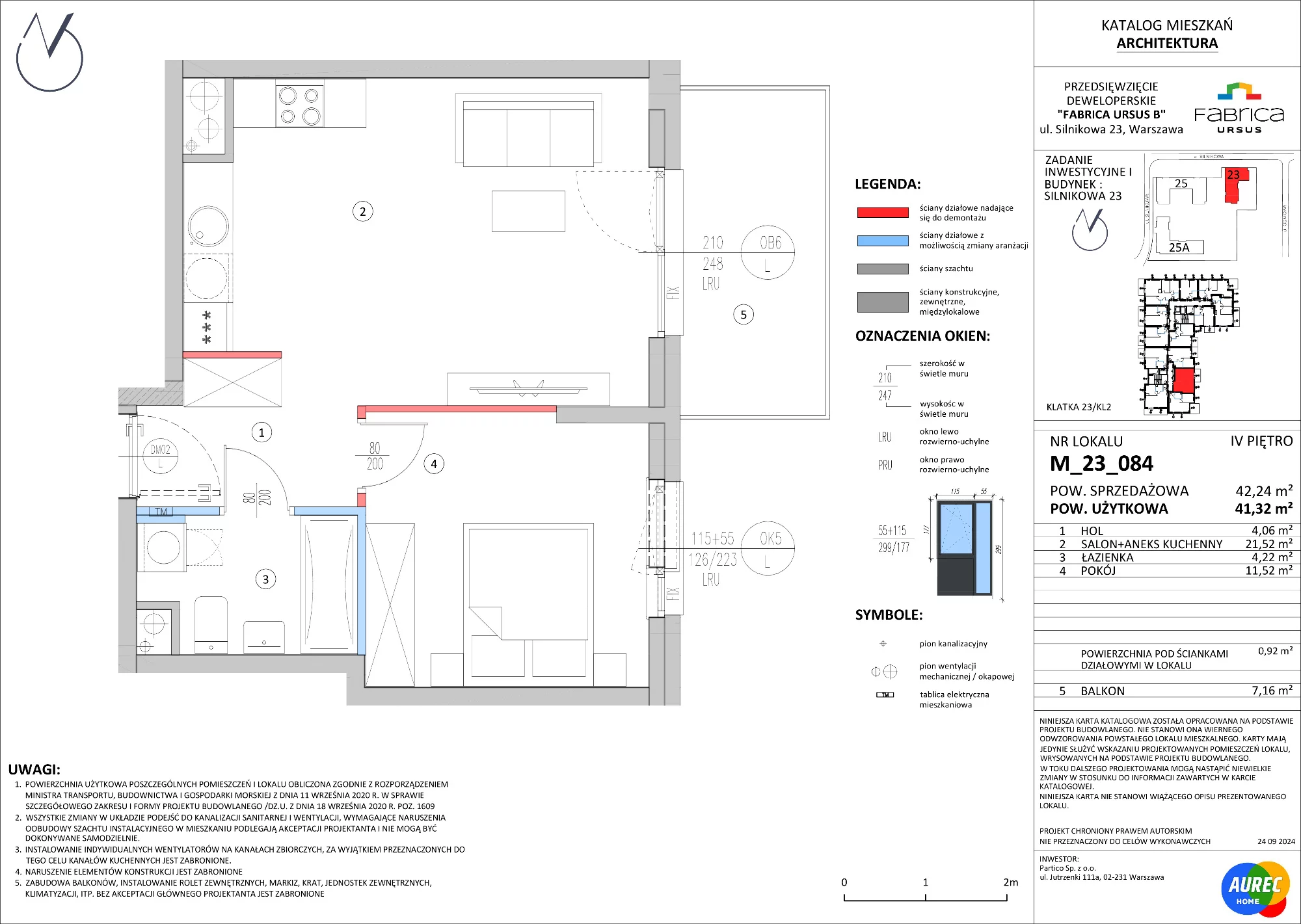 2 pokoje, mieszkanie 41,32 m², piętro 4, oferta nr M_23_084, Fabrica URSUS - Etap B, Warszawa, Ursus, Szamoty, ul. Silnikowa 23, 25