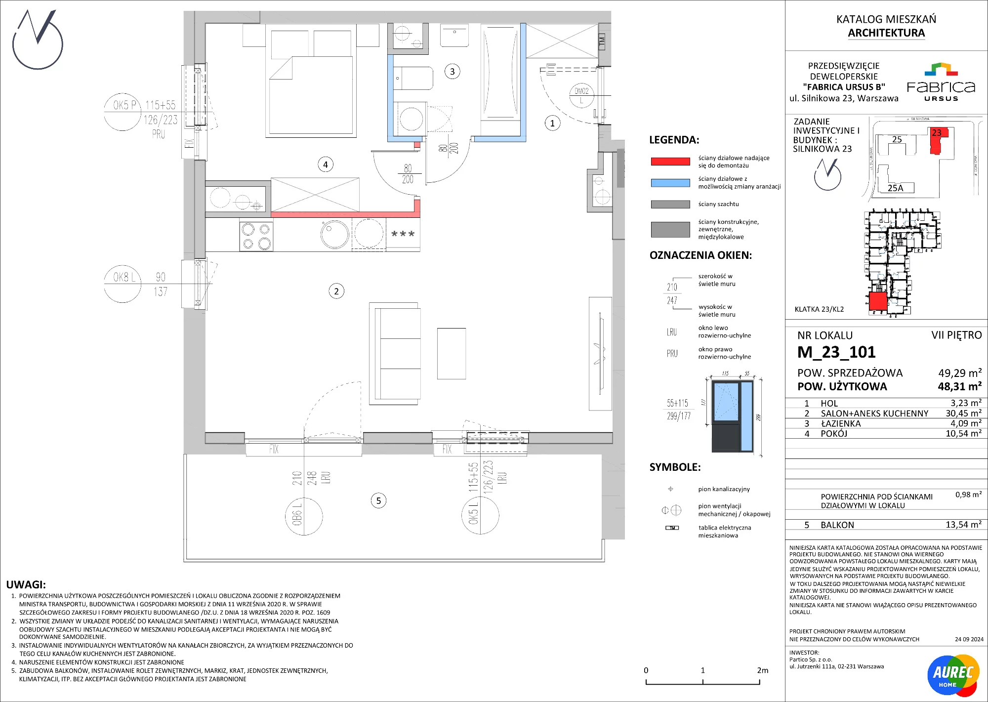 2 pokoje, mieszkanie 48,31 m², piętro 7, oferta nr M_23_101, Fabrica URSUS - Etap B, Warszawa, Ursus, Szamoty, ul. Silnikowa 23, 25
