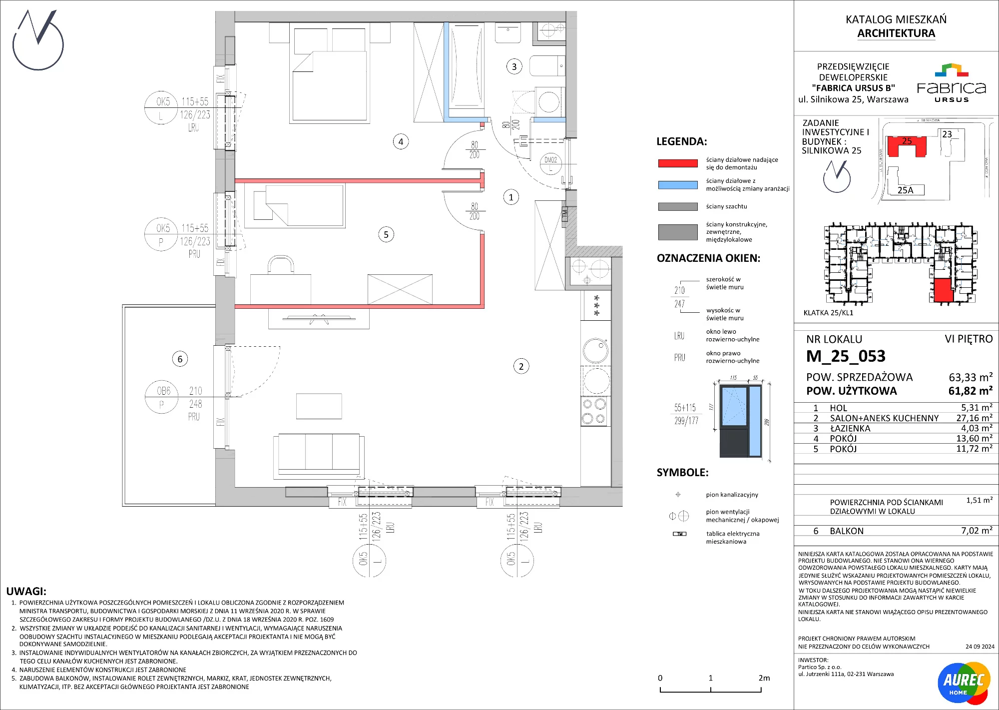 3 pokoje, mieszkanie 61,82 m², piętro 6, oferta nr M_25_053, Fabrica URSUS - Etap B, Warszawa, Ursus, Szamoty, ul. Silnikowa 23, 25
