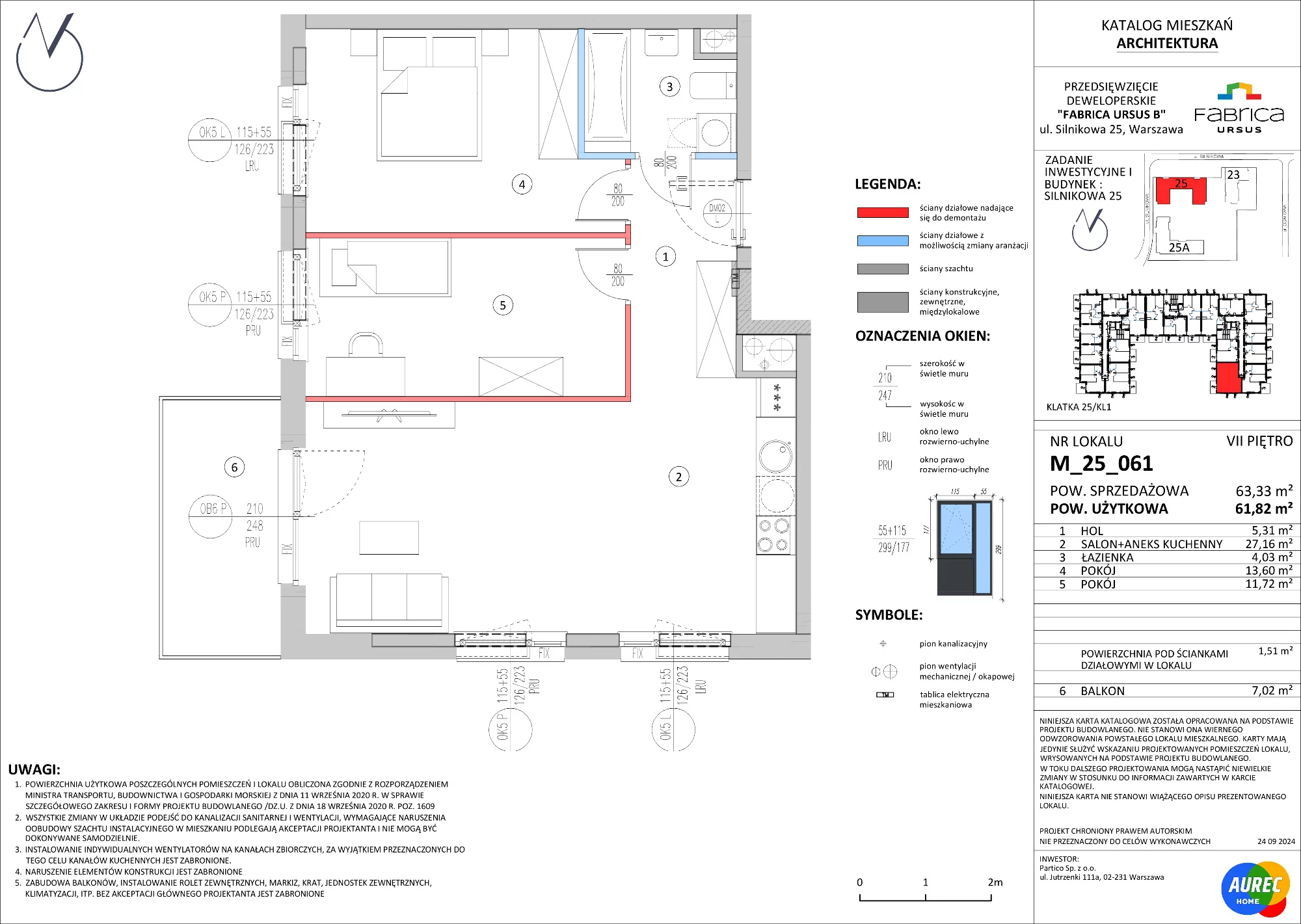 3 pokoje, mieszkanie 61,82 m², piętro 7, oferta nr M_25_061, Fabrica URSUS - Etap B, Warszawa, Ursus, Szamoty, ul. Silnikowa 23, 25
