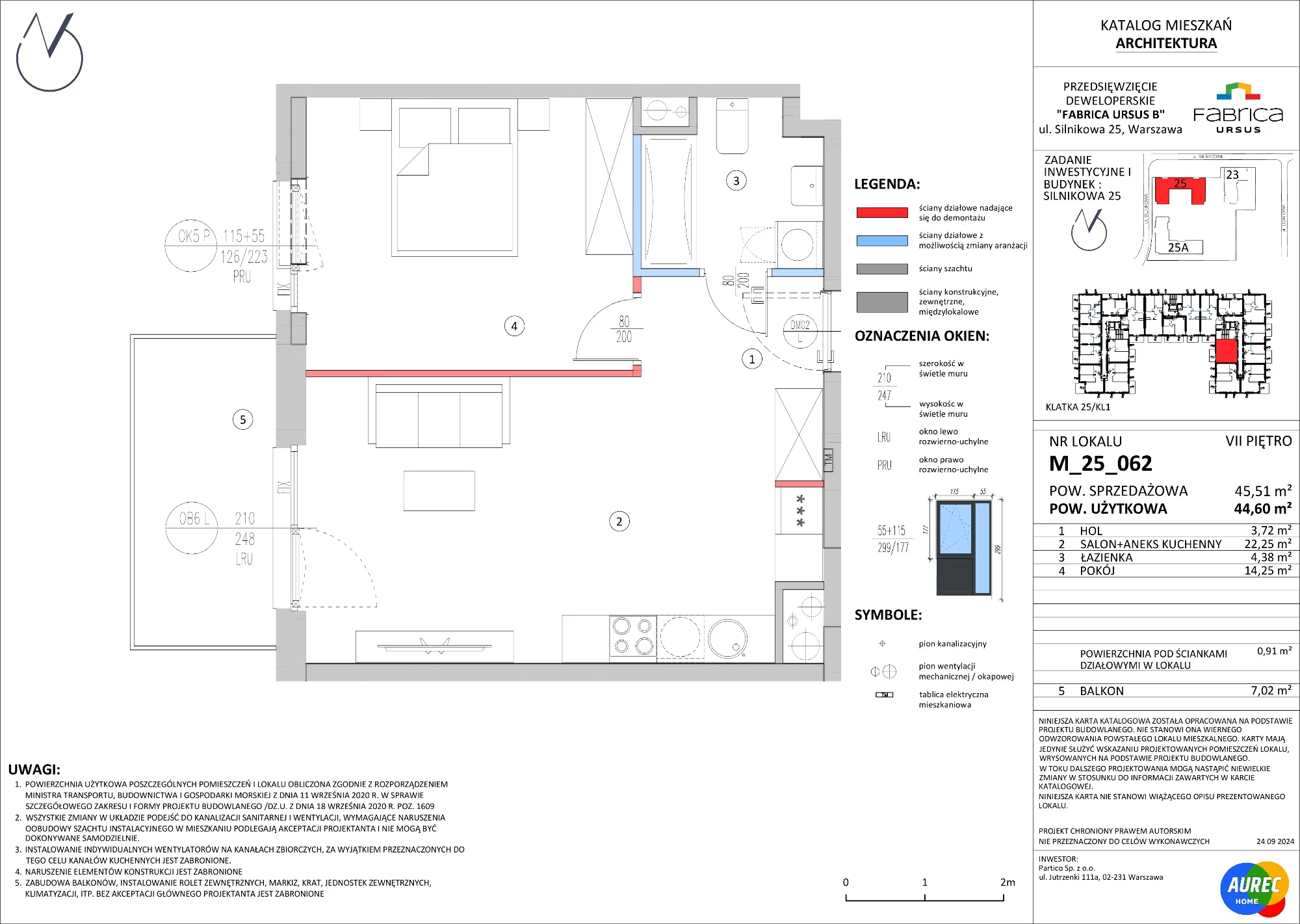 2 pokoje, mieszkanie 44,60 m², piętro 7, oferta nr M_25_062, Fabrica URSUS - Etap B, Warszawa, Ursus, Szamoty, ul. Silnikowa 23, 25