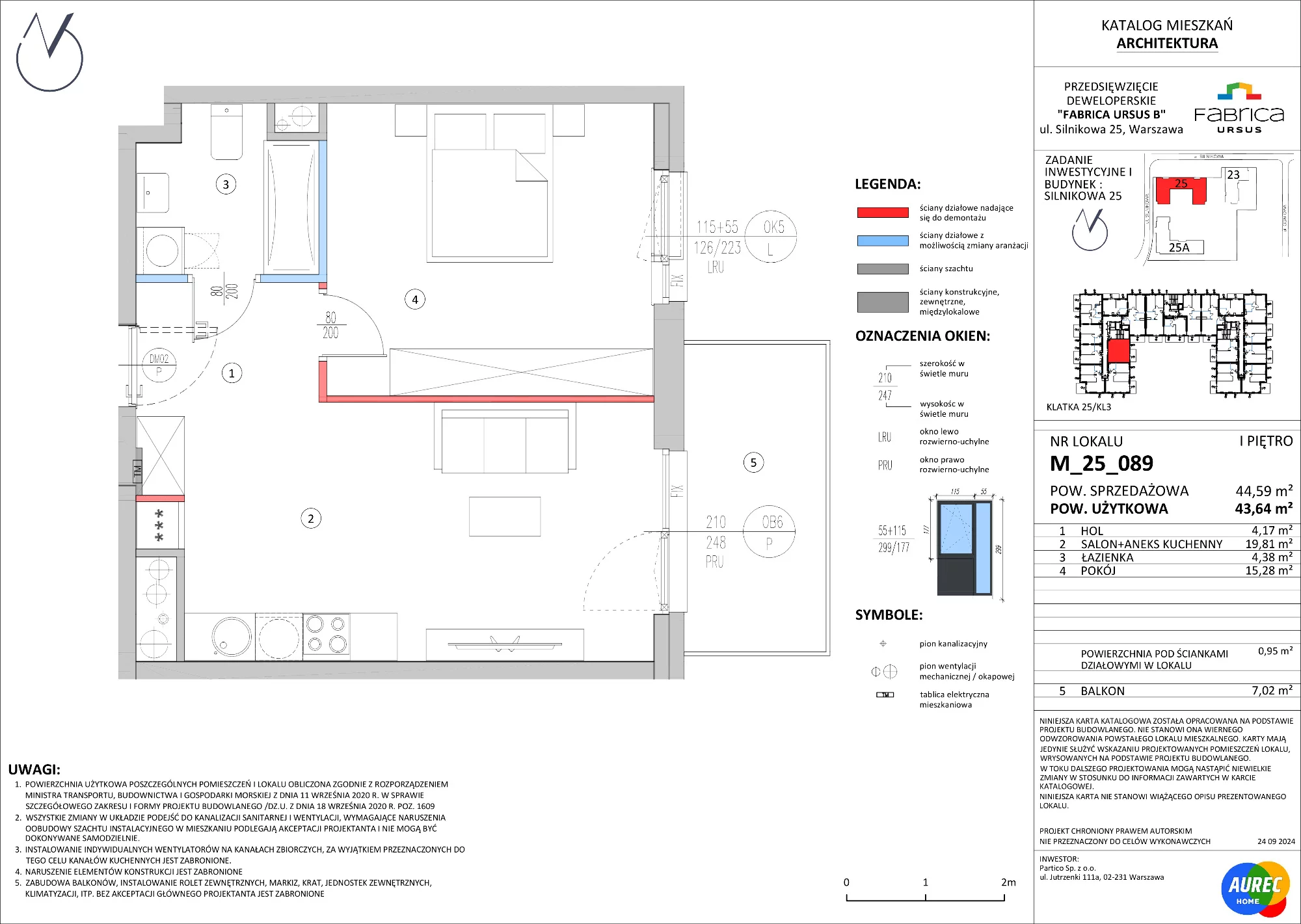 2 pokoje, mieszkanie 43,64 m², piętro 1, oferta nr M_25_089, Fabrica URSUS - Etap B, Warszawa, Ursus, Szamoty, ul. Silnikowa 23, 25