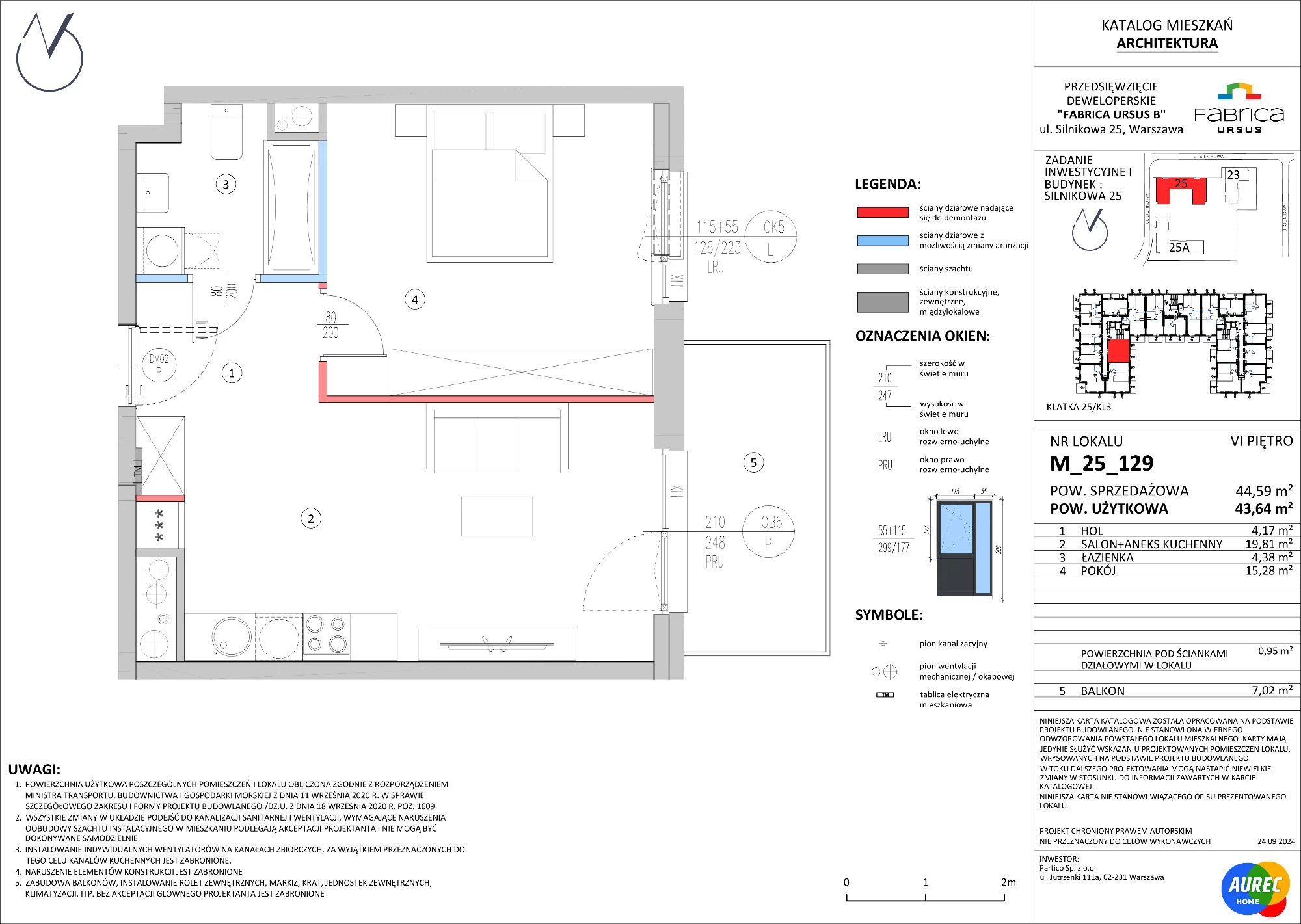 2 pokoje, mieszkanie 43,64 m², piętro 6, oferta nr M_25_129, Fabrica URSUS - Etap B, Warszawa, Ursus, Szamoty, ul. Silnikowa 23, 25