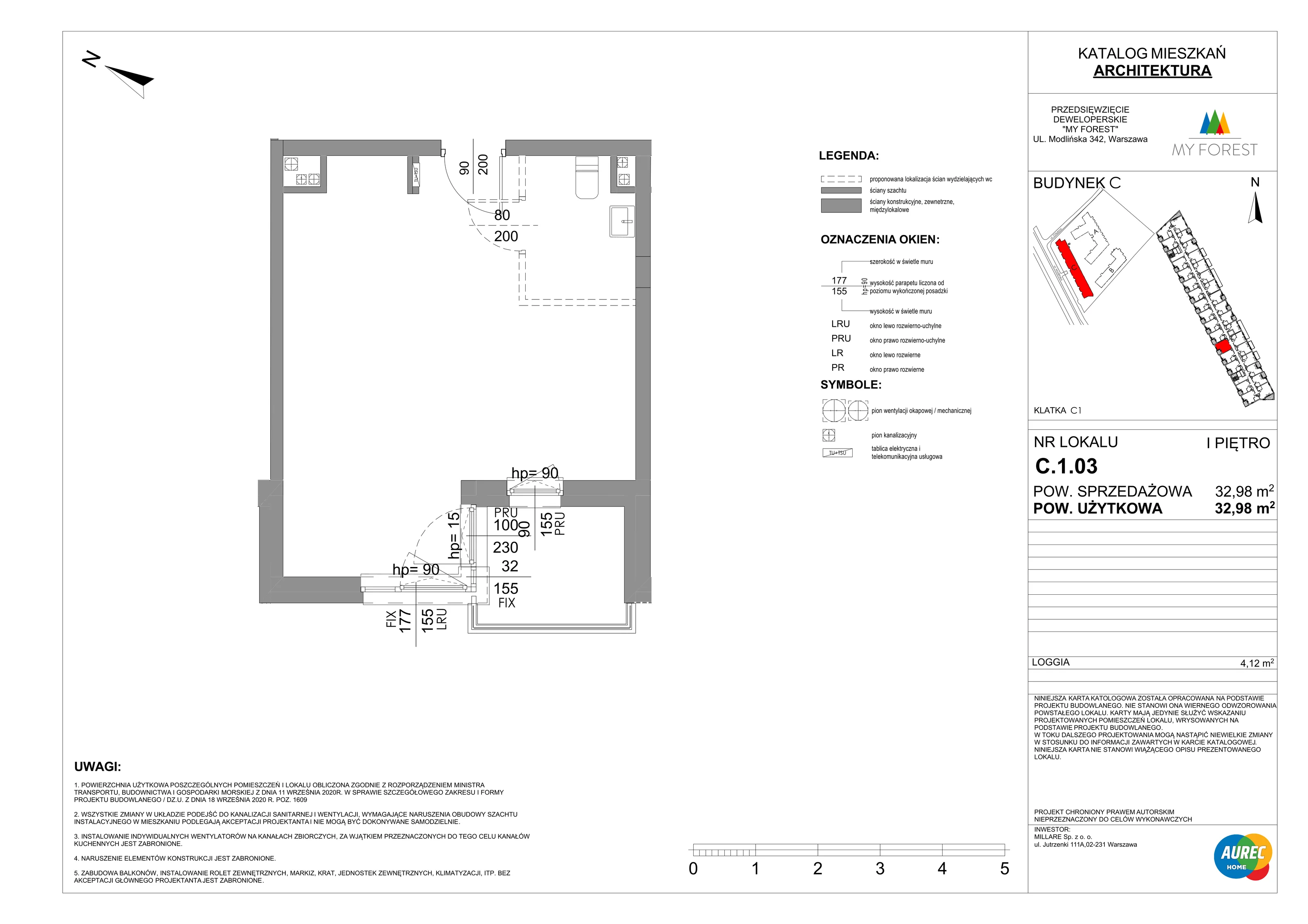 Lokal użytkowy 32,98 m², oferta nr C.1.03, My Forest - lokale użytkowe, Warszawa, Białołęka, ul. Modlińska 342