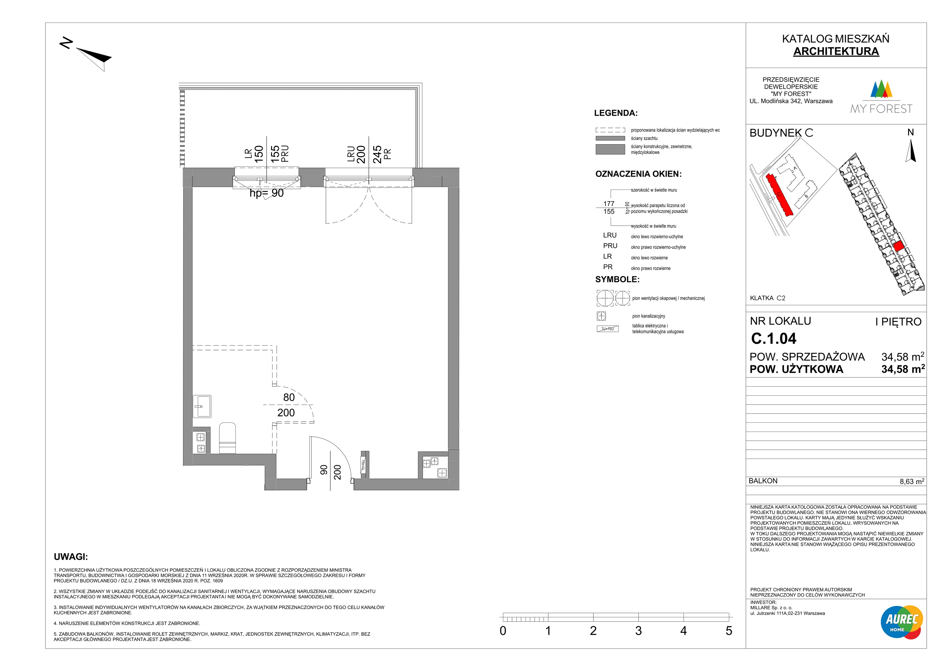 Lokal użytkowy 34,58 m², oferta nr C.1.04, My Forest - lokale użytkowe, Warszawa, Białołęka, ul. Modlińska 342