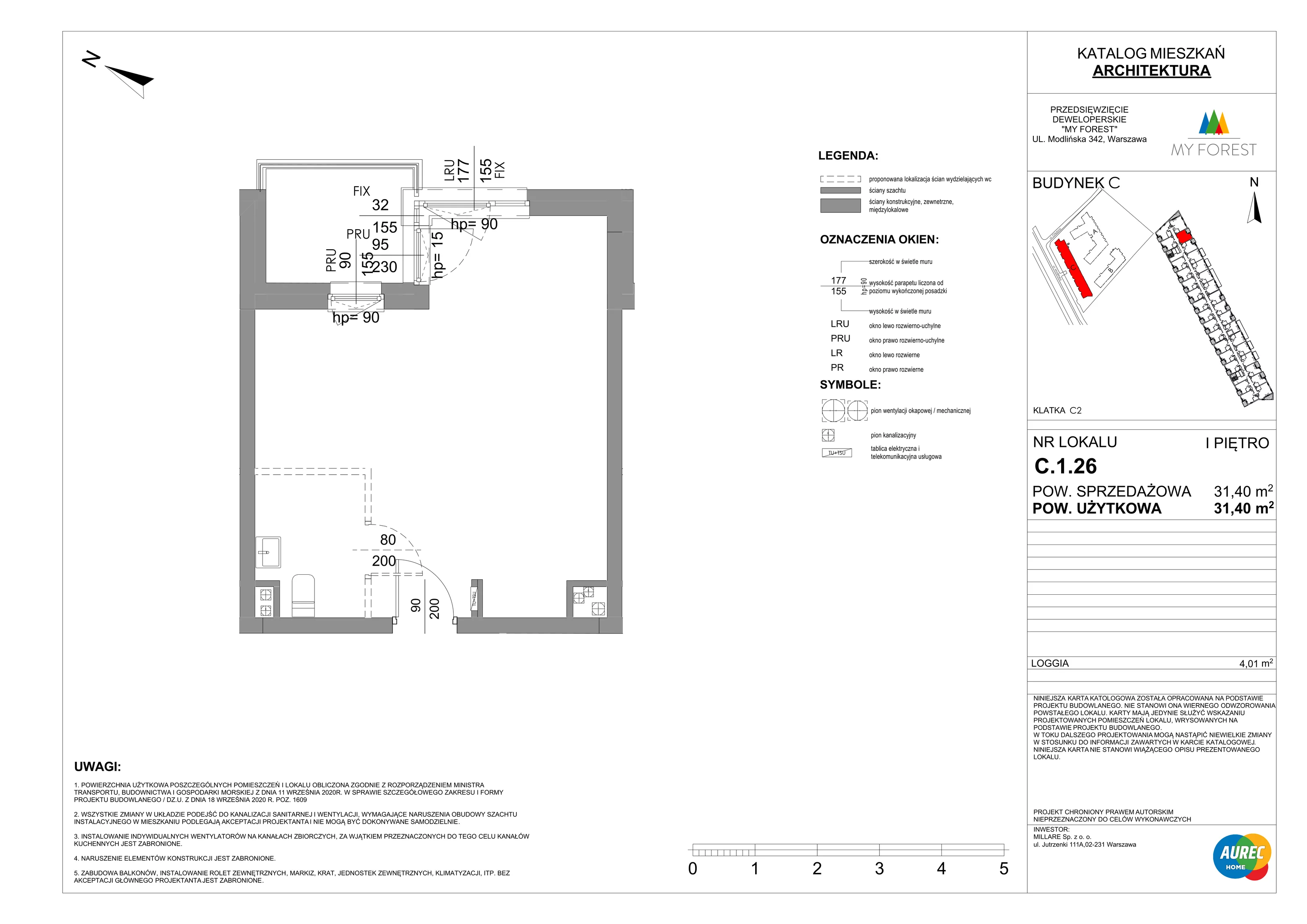 Lokal użytkowy 31,40 m², oferta nr C.1.26, My Forest - lokale użytkowe, Warszawa, Białołęka, ul. Modlińska 342
