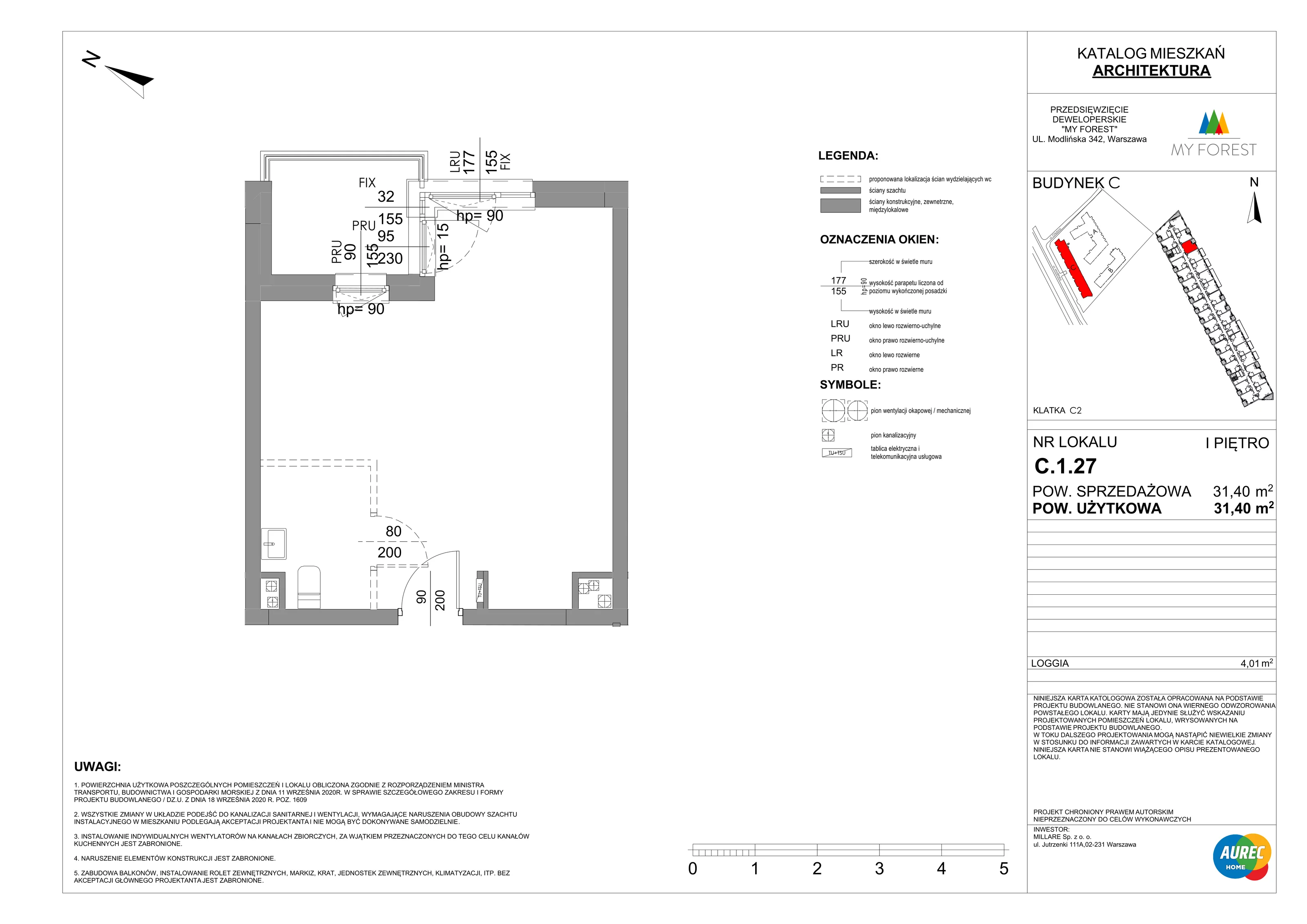 Lokal użytkowy 31,40 m², oferta nr C.1.27, My Forest - lokale użytkowe, Warszawa, Białołęka, ul. Modlińska 342
